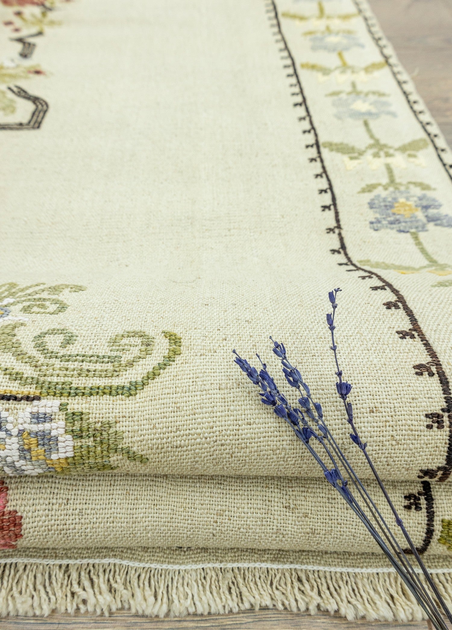 Soho Antiq-Saulet Kanaviçe İşlemeli El Dokuma Kilim 153x269 Cm-Halı-4-Milagron.com