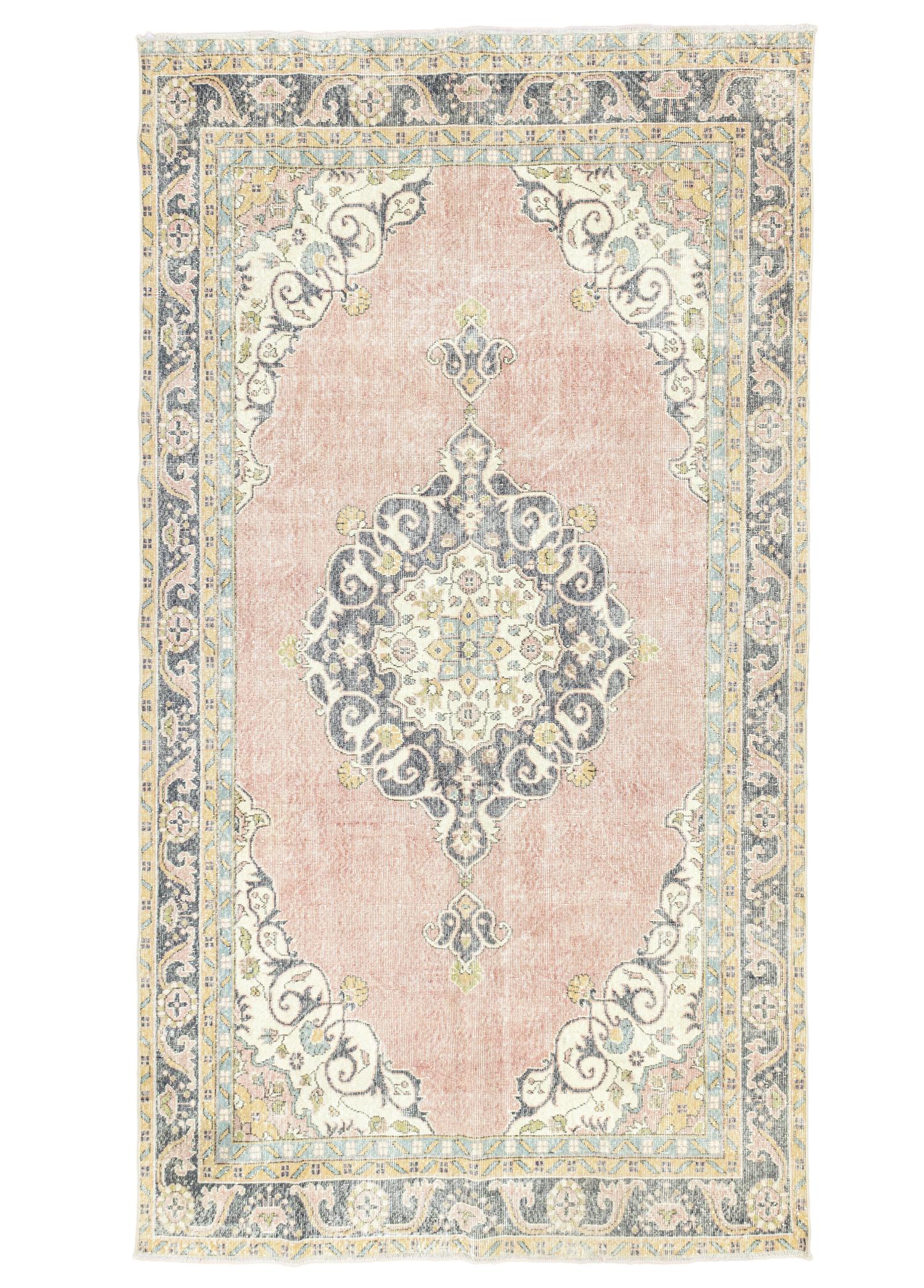 Soho Antiq-Selik Madalyon Desenli Pembe Halı 195x325 Cm-Halı-1-Milagron.com