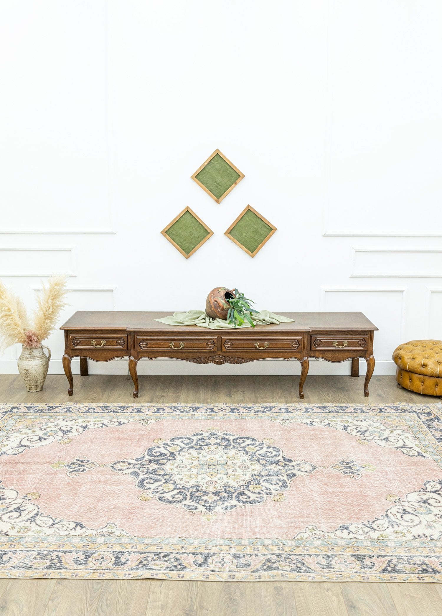 Soho Antiq-Selik Madalyon Desenli Pembe Halı 195x325 Cm-Halı-2-Milagron.com