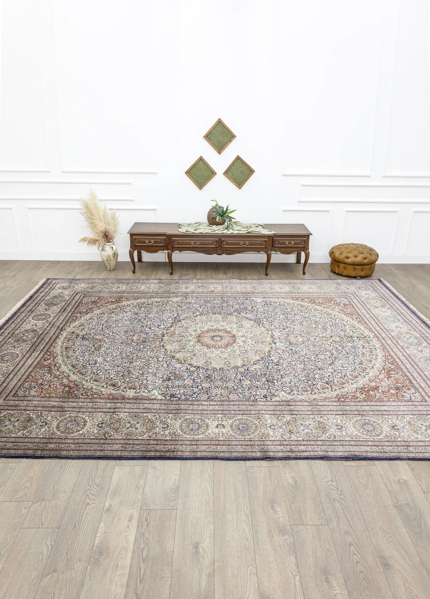 Soho Antiq-Varamin Madalyon Desenli İpek Halı 305x414 Cm-2-Milagron.com