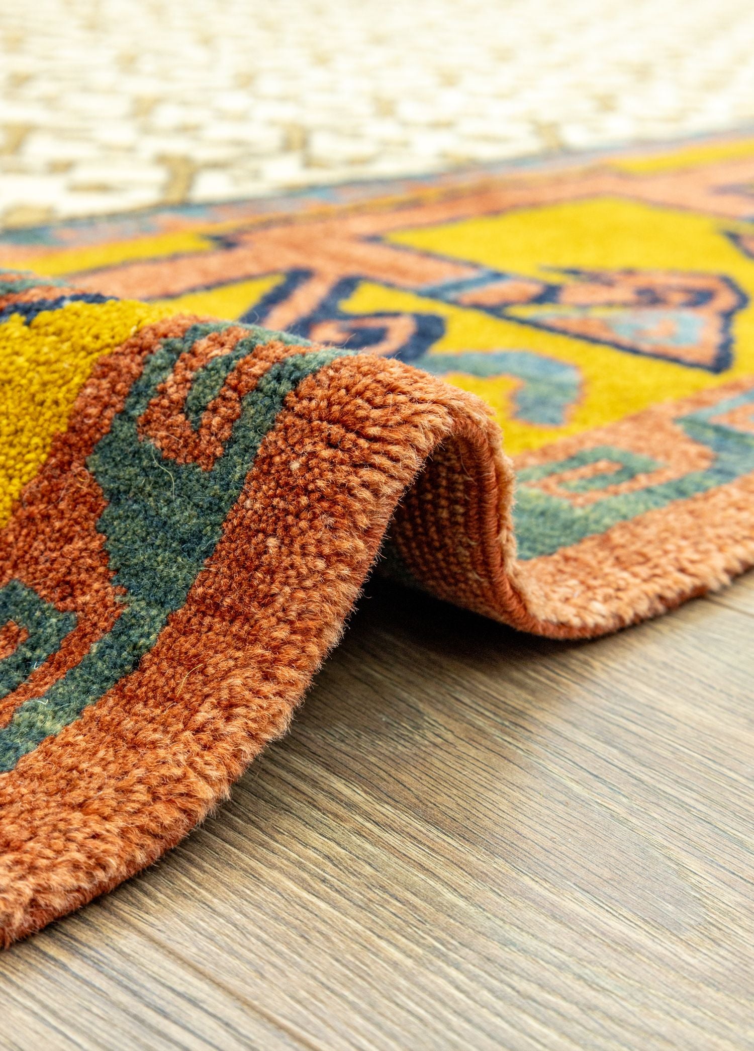 Soho Antiq-Yelli Geometrik Tasarımlı Yün Halı 242x292 Cm-Halı-5-Milagron.com