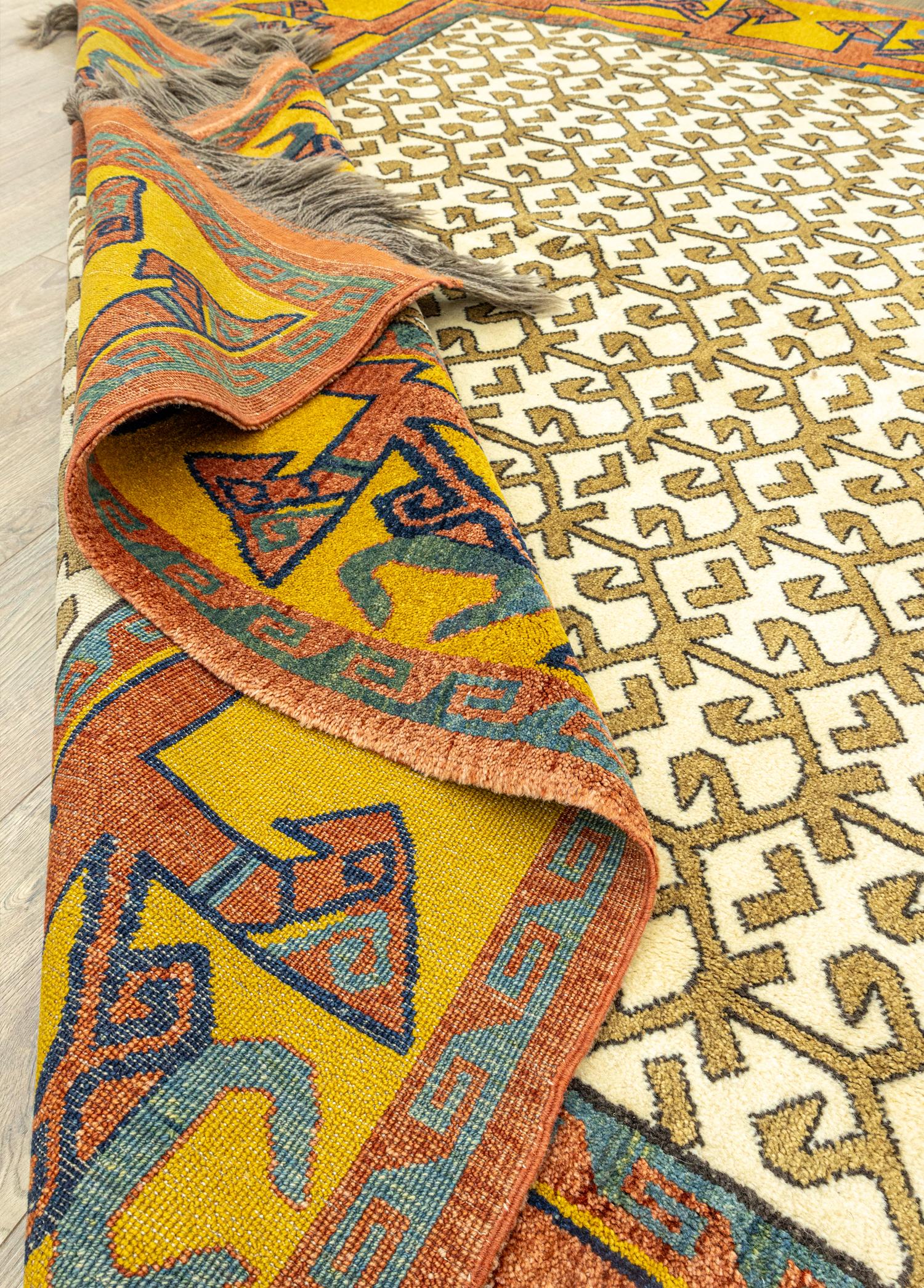 Soho Antiq-Yelli Geometrik Tasarımlı Yün Halı 242x292 Cm-Halı-6-Milagron.com