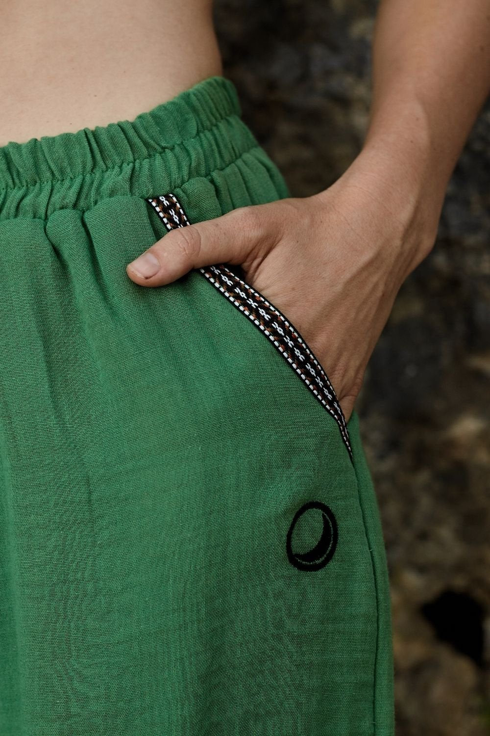 Soluna-Autum Muslin Pants Green-Pantolon-3-Milagron.com