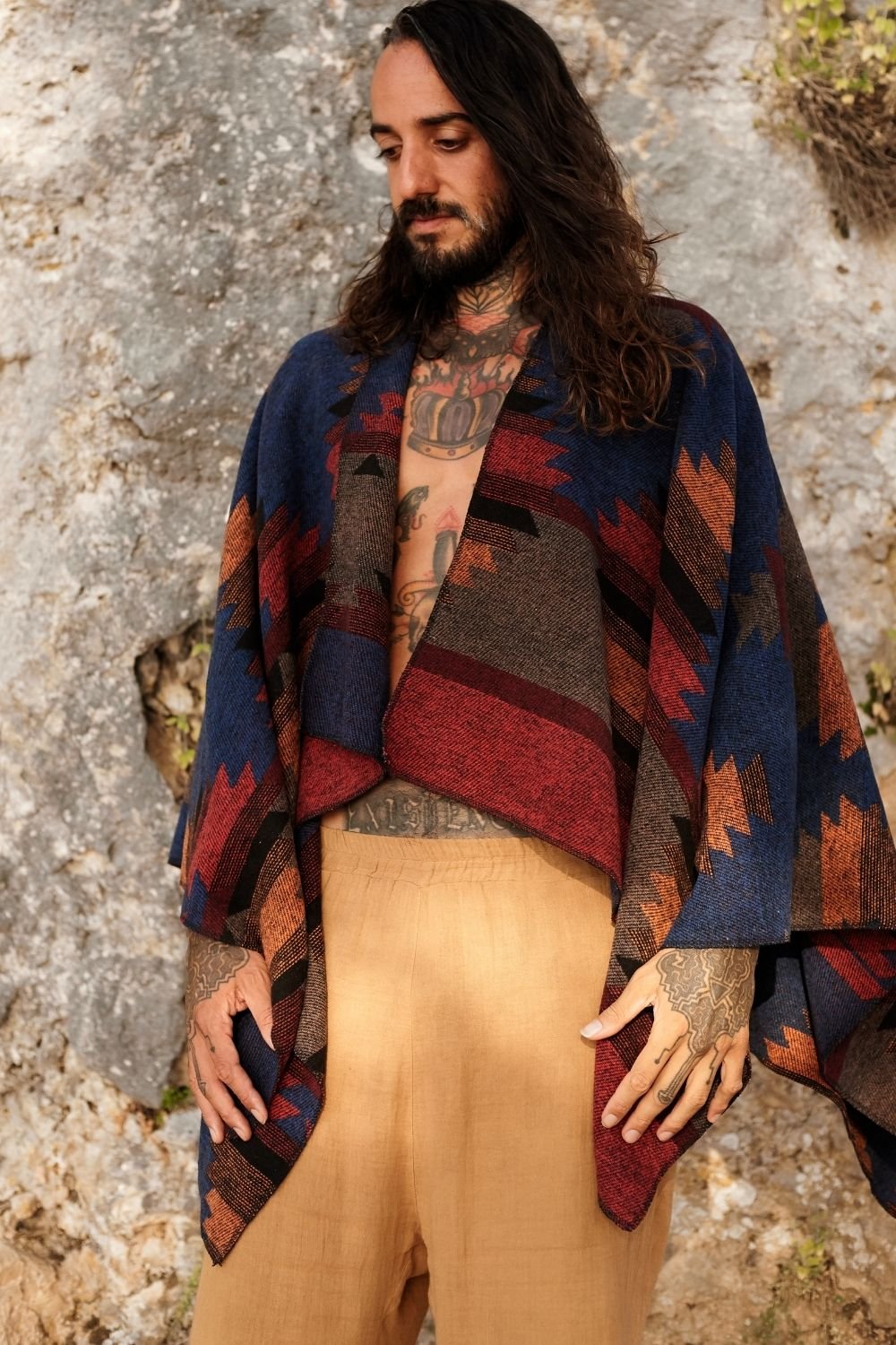 Soluna-Blues Scarf Poncho-Panço-1-Milagron.com