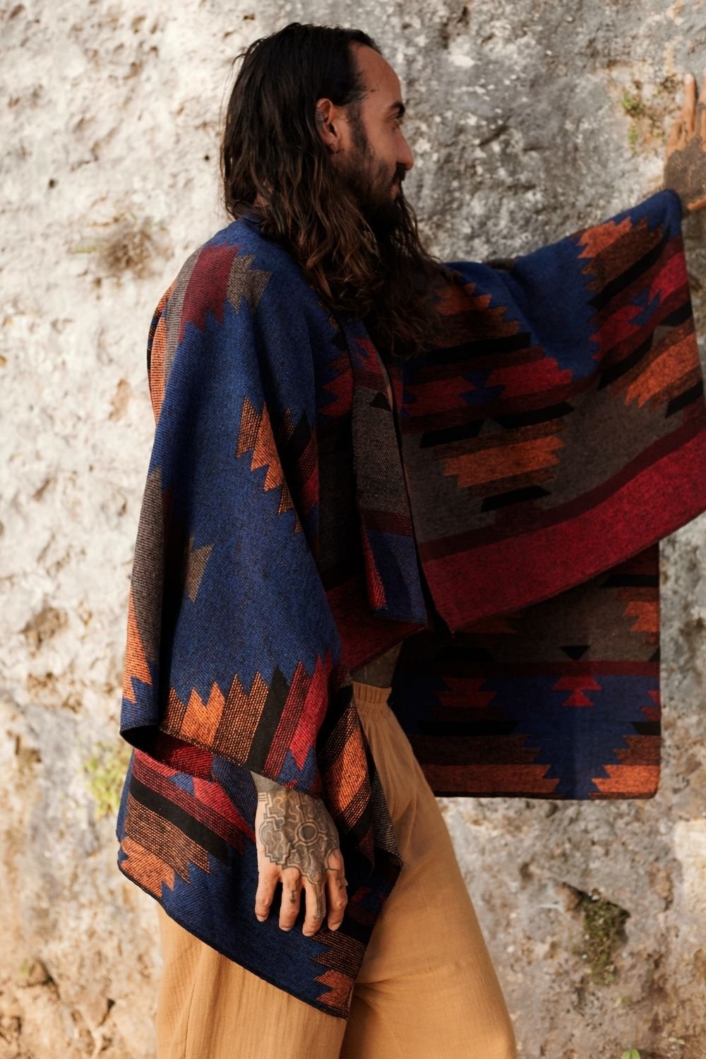 Soluna-Blues Scarf Poncho-Panço-3-Milagron.com