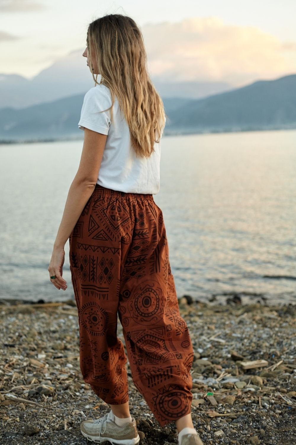 Soluna-Mandala Patterned Pants-Keten Pantolon-4-Milagron.com