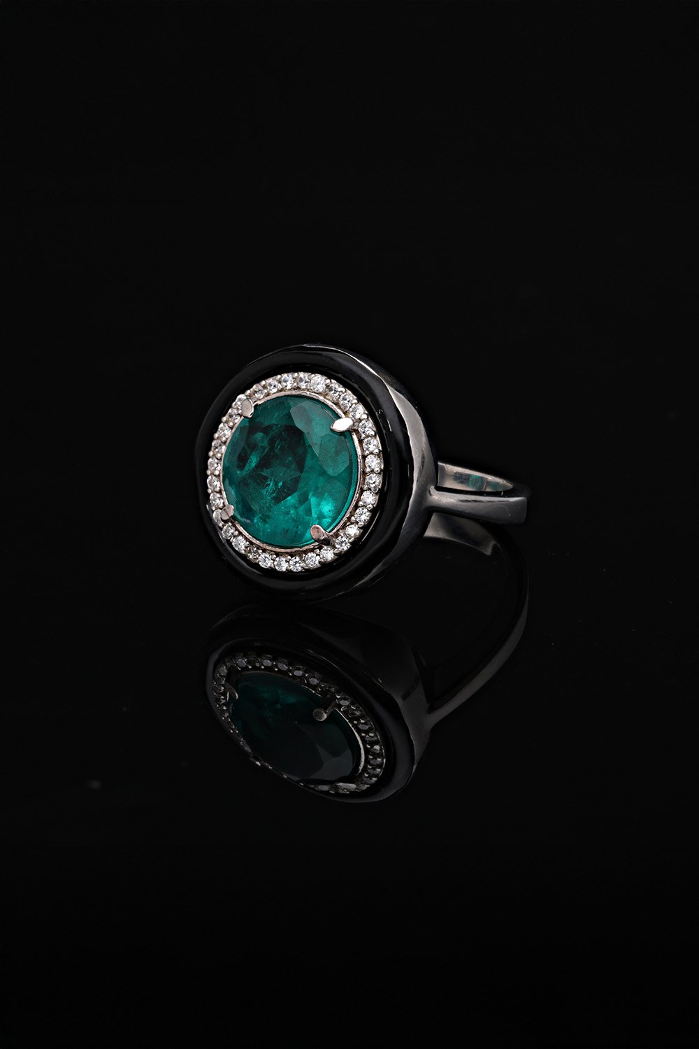 SooSilky-Yuvarlak Zümrüt Taşli Yüzük-Yüzük-2-Milagron.com