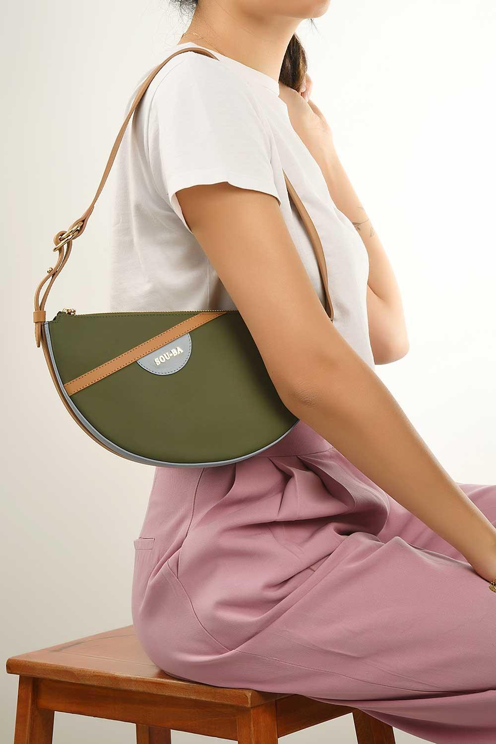 Sou-Ba-Eva - Olive-Omuz Çantası-4-Milagron.com