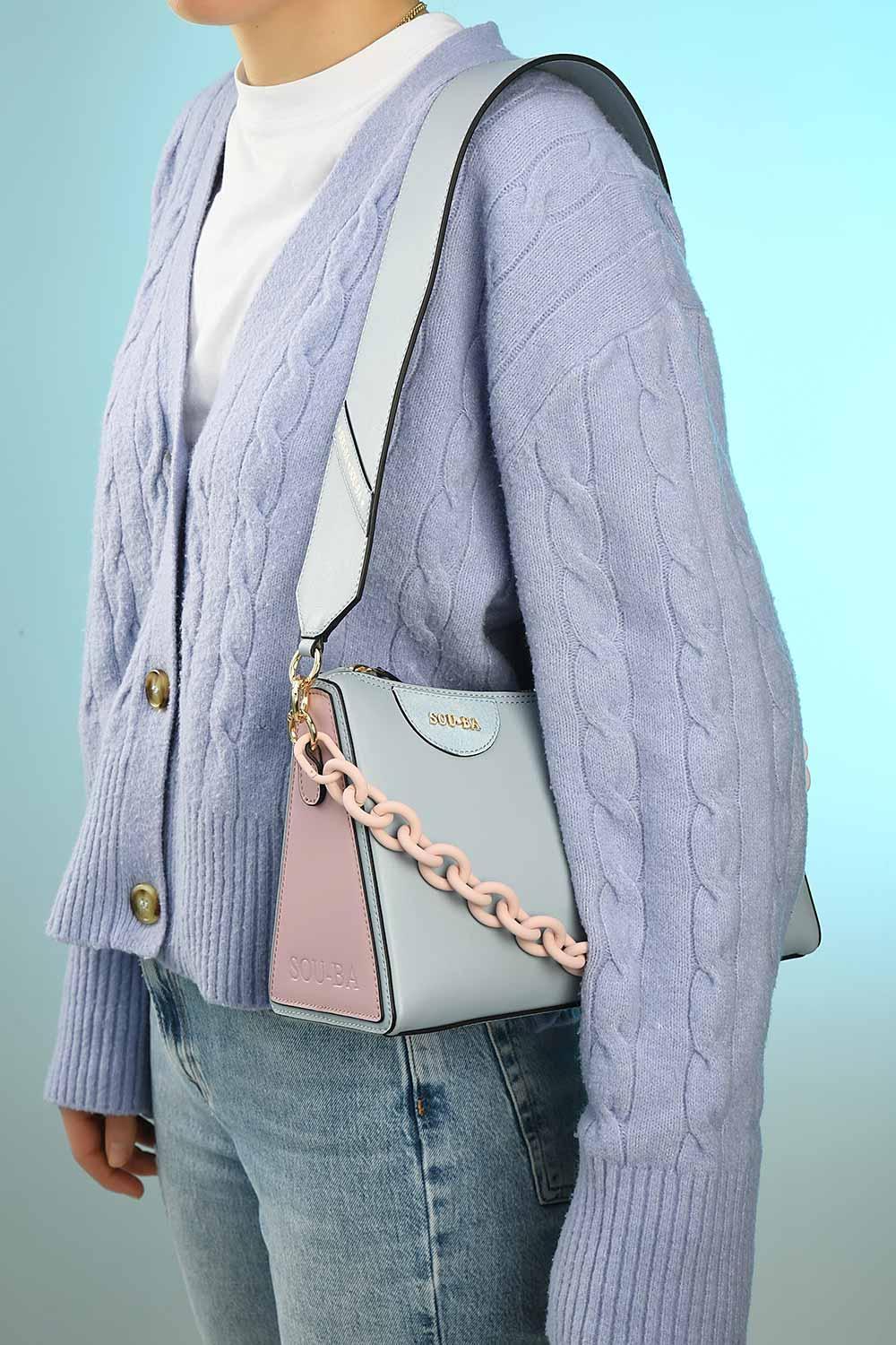 Sou-Ba-Kate Sky Blue-Omuz Çantası-8-Milagron.com