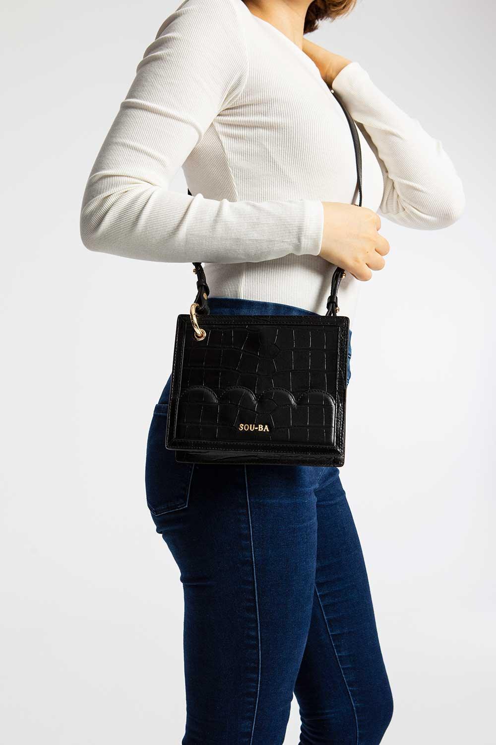 Sou-Ba-Mini Boxy Siyah-Omuz Çantası-4-Milagron.com