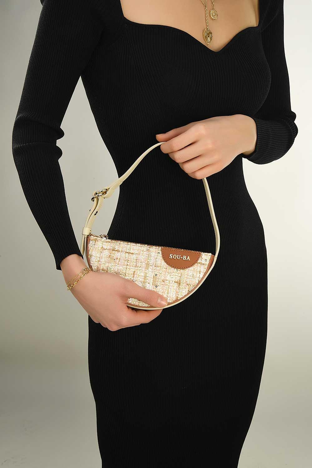 Sou-Ba-Mini Eva - Cream-Omuz Çantası-5-Milagron.com