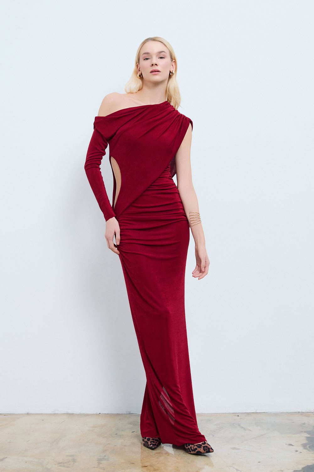 Studio Norn-Arven Cut Out Detaylı & Büzgülü Maksi Elbise-Elbise-1-Milagron.com