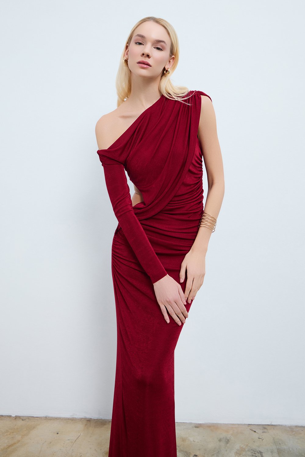 Studio Norn-Arven Cut Out Detaylı & Büzgülü Maksi Elbise-Elbise-2-Milagron.com