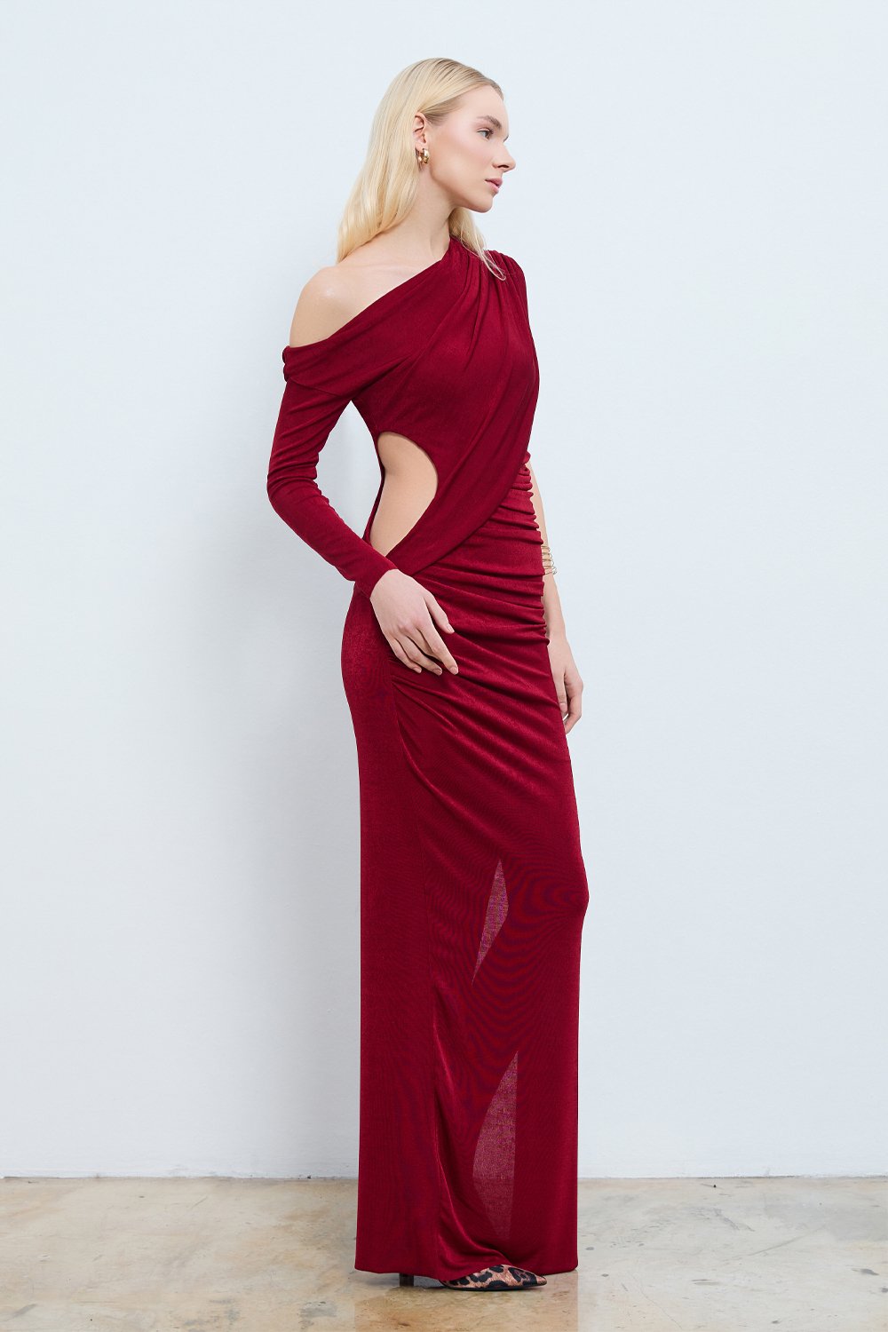 Studio Norn-Arven Cut Out Detaylı & Büzgülü Maksi Elbise-Elbise-4-Milagron.com