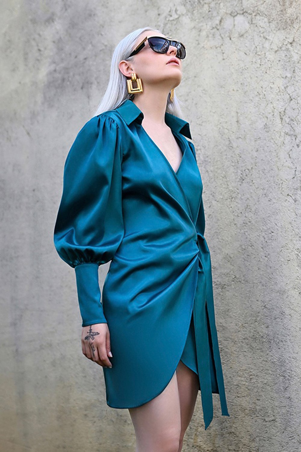 Studio Norn-Britta Saten Anvelop Elbise-Elbise-1-Milagron.com