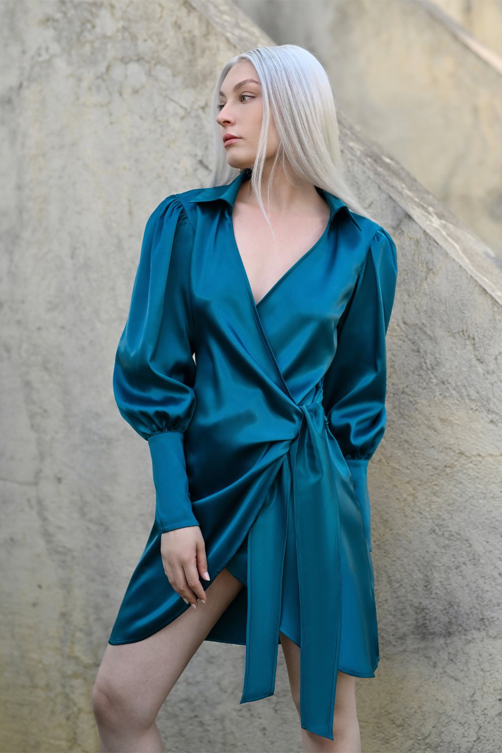 Studio Norn-Britta Saten Anvelop Elbise-Elbise-2-Milagron.com