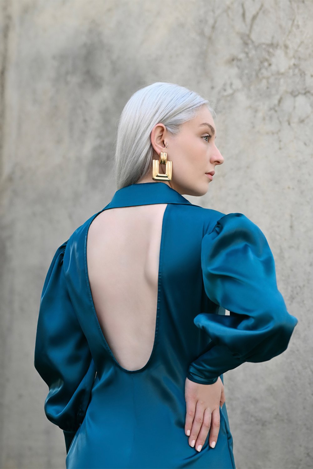 Studio Norn-Britta Saten Anvelop Elbise-Elbise-3-Milagron.com