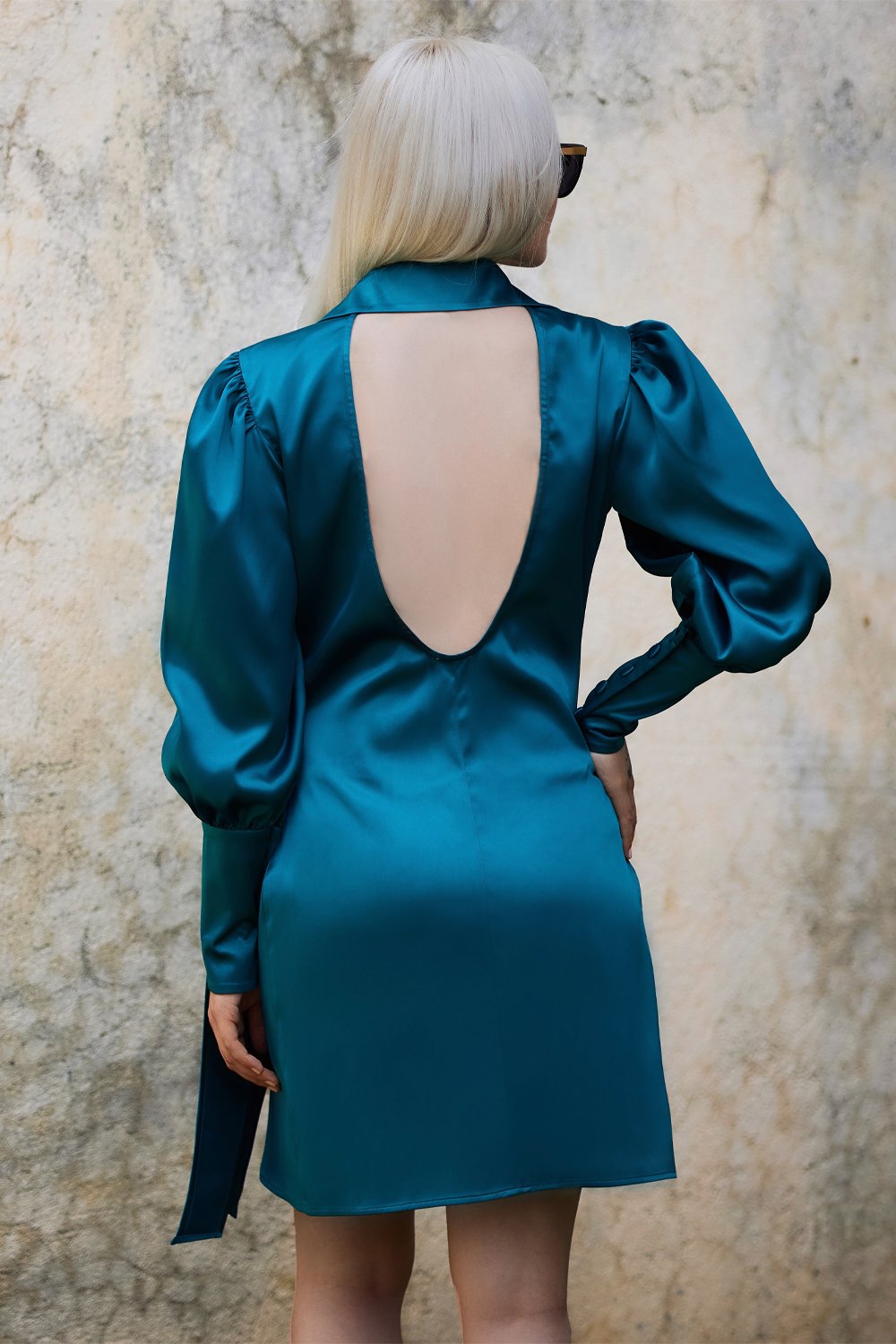 Studio Norn-Britta Saten Anvelop Elbise-Elbise-4-Milagron.com