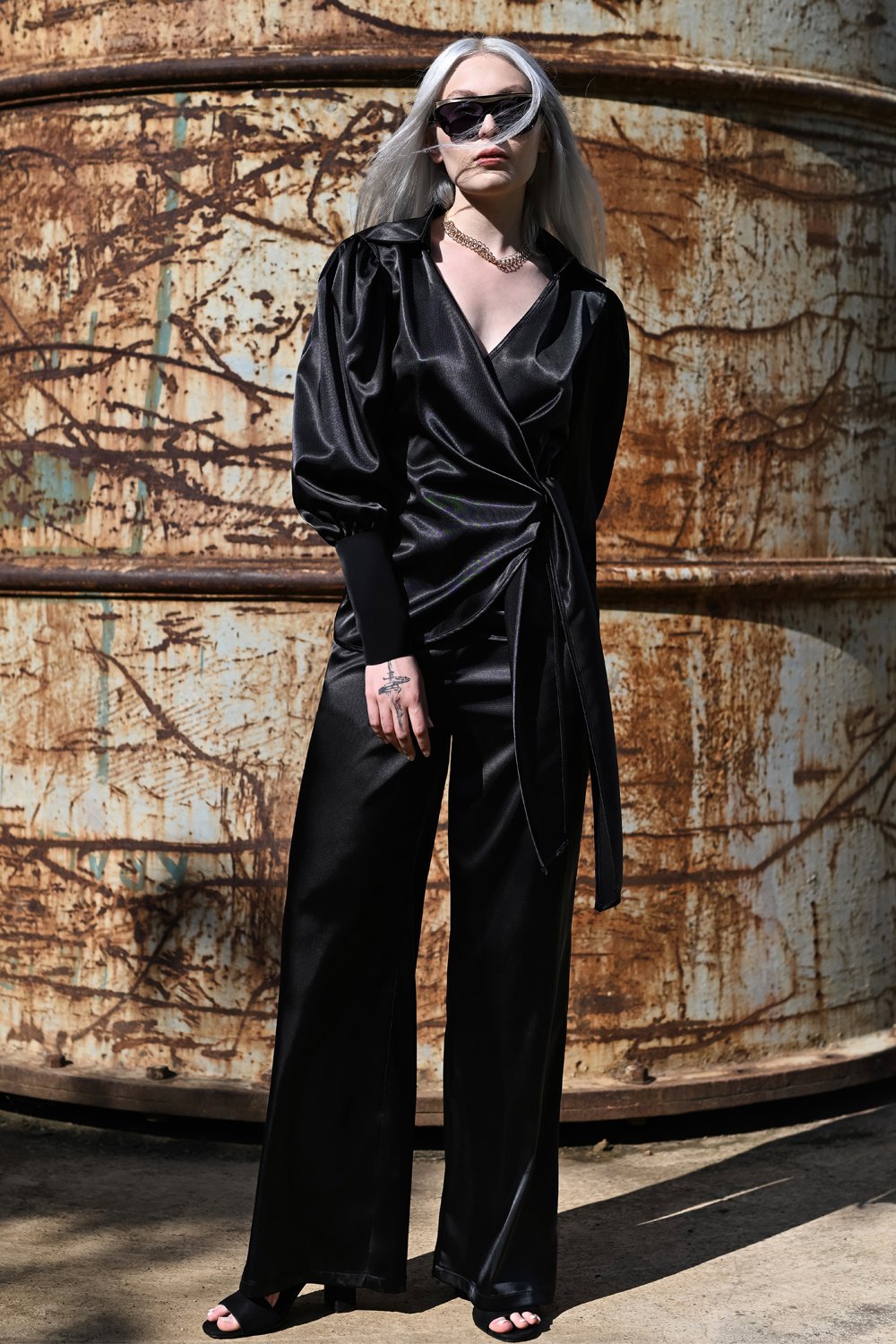 Studio Norn-Britta Saten Anvelop Gömlek-Gömlek-2-Milagron.com