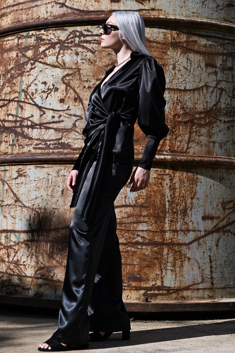 Studio Norn-Britta Saten Anvelop Gömlek-Gömlek-4-Milagron.com