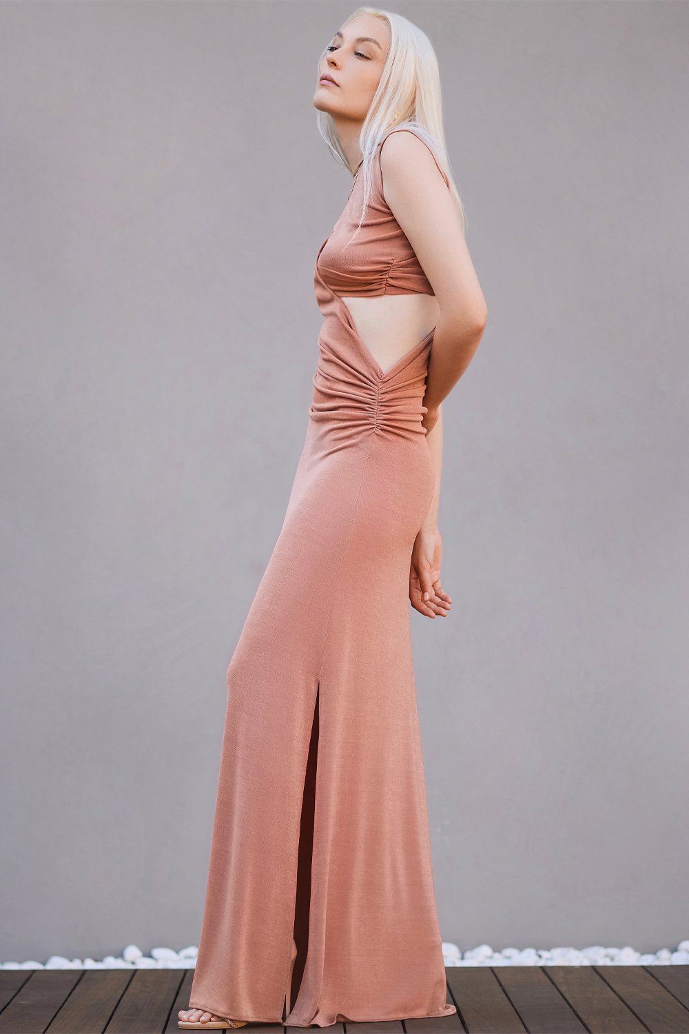 Studio Norn-Celine Büzgülü Maksi Elbise-Elbise-3-Milagron.com