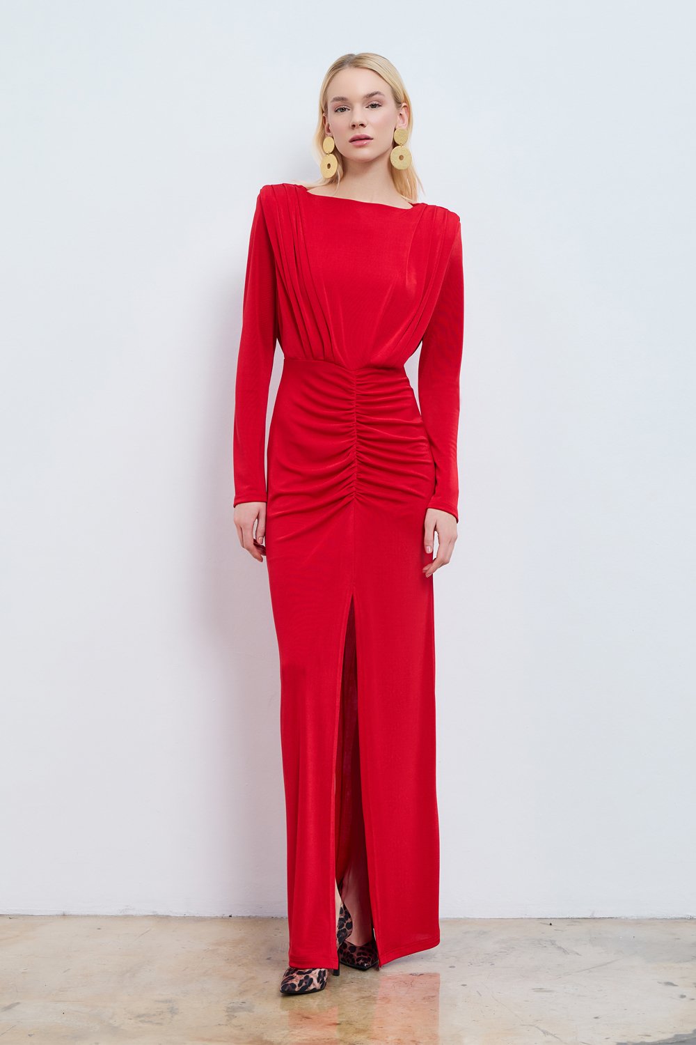 Studio Norn-Soley Büzgülü Maksi Elbise-Elbise-1-Milagron.com