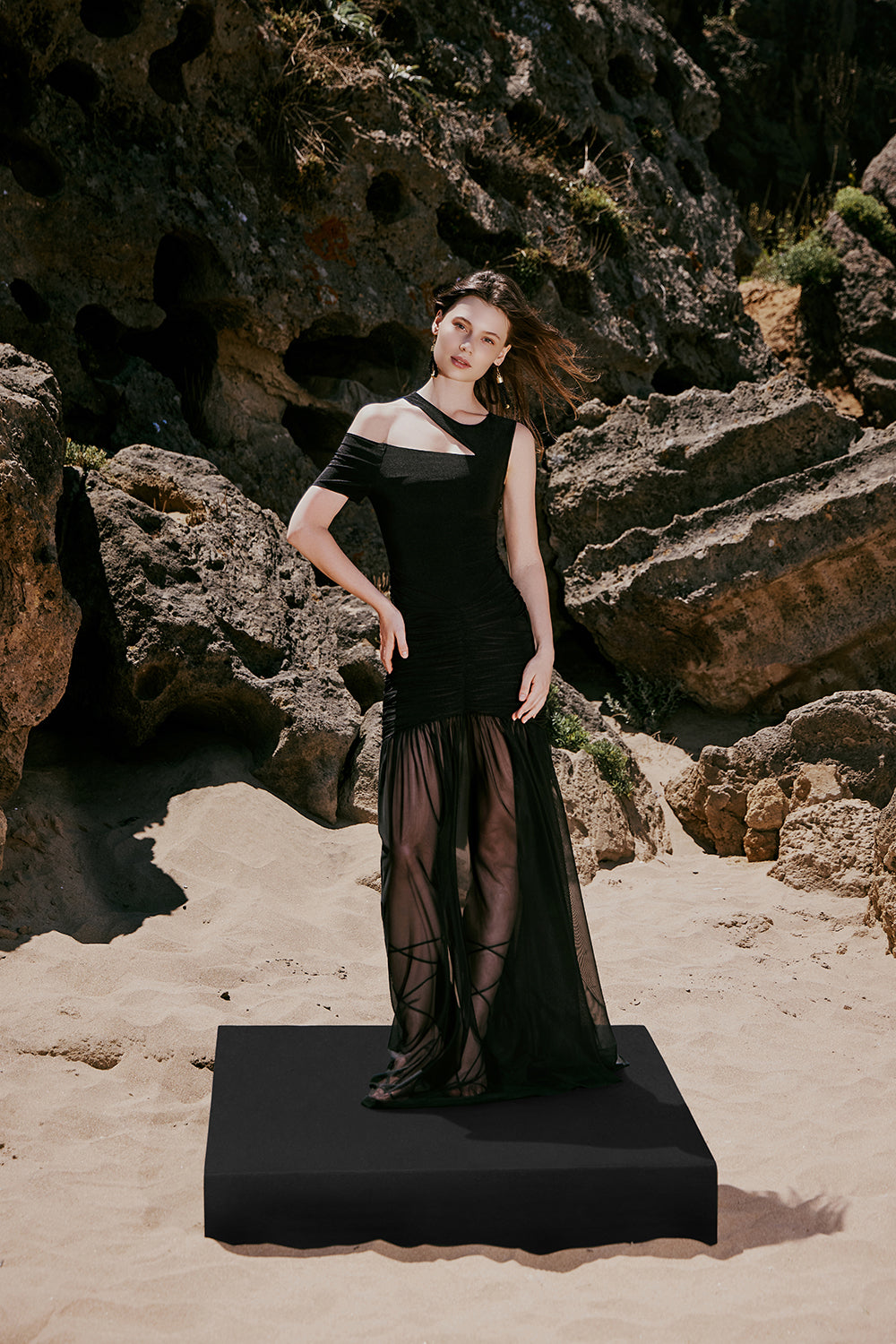 Stilla Ruched & Tulle Maxi Dress - 1