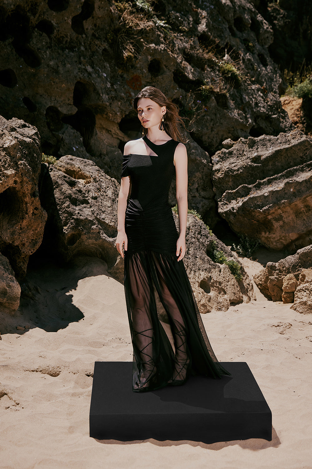 Stilla Ruched & Tulle Maxi Dress - 2