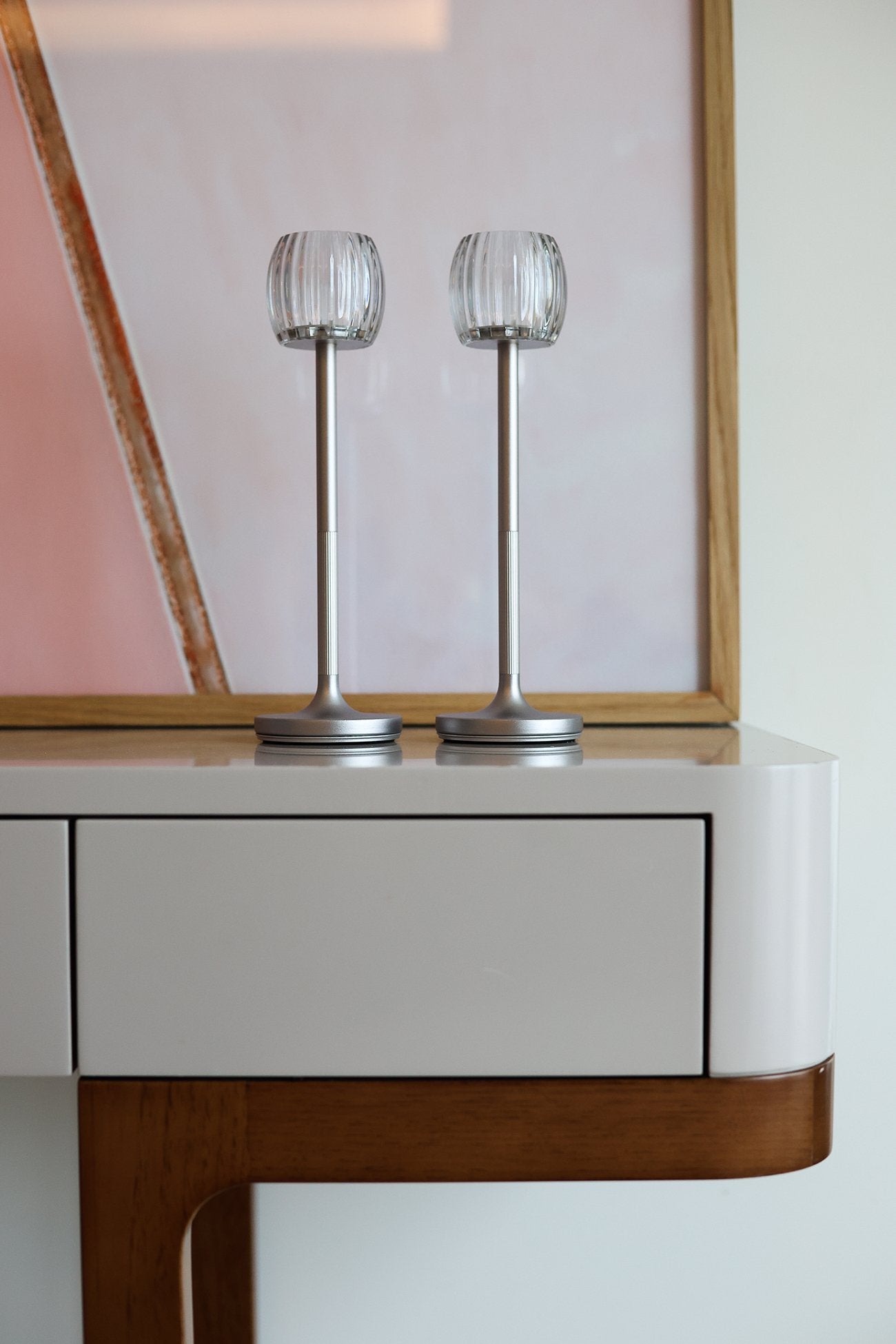 Stylistic-Stylistic Hari Waves Bistro Lamba Gümüş Beyaz-Masa Lambası-5-Milagron.com