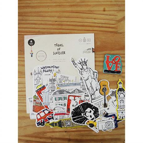 Suatelier-Suatelier Travel Luggage Sticker Pack Valiz Etiket Seti Some Place-Sticker-6-Milagron.com