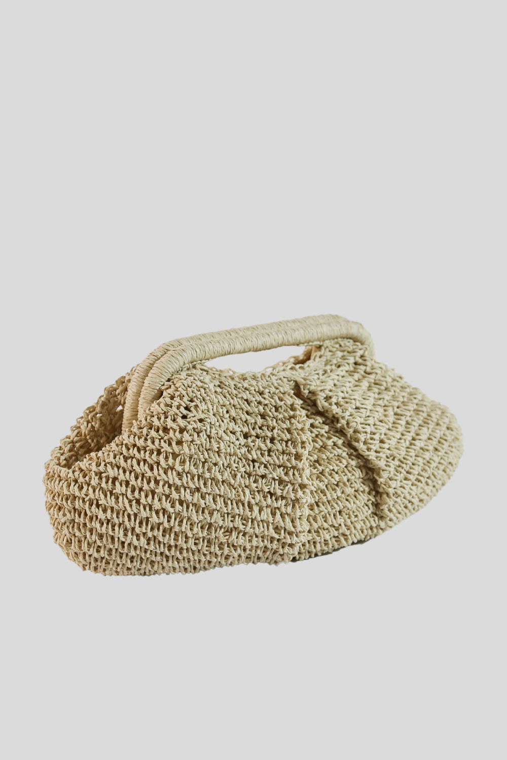 Krem Rafya Örgü Clutch, El Çantası - 1
