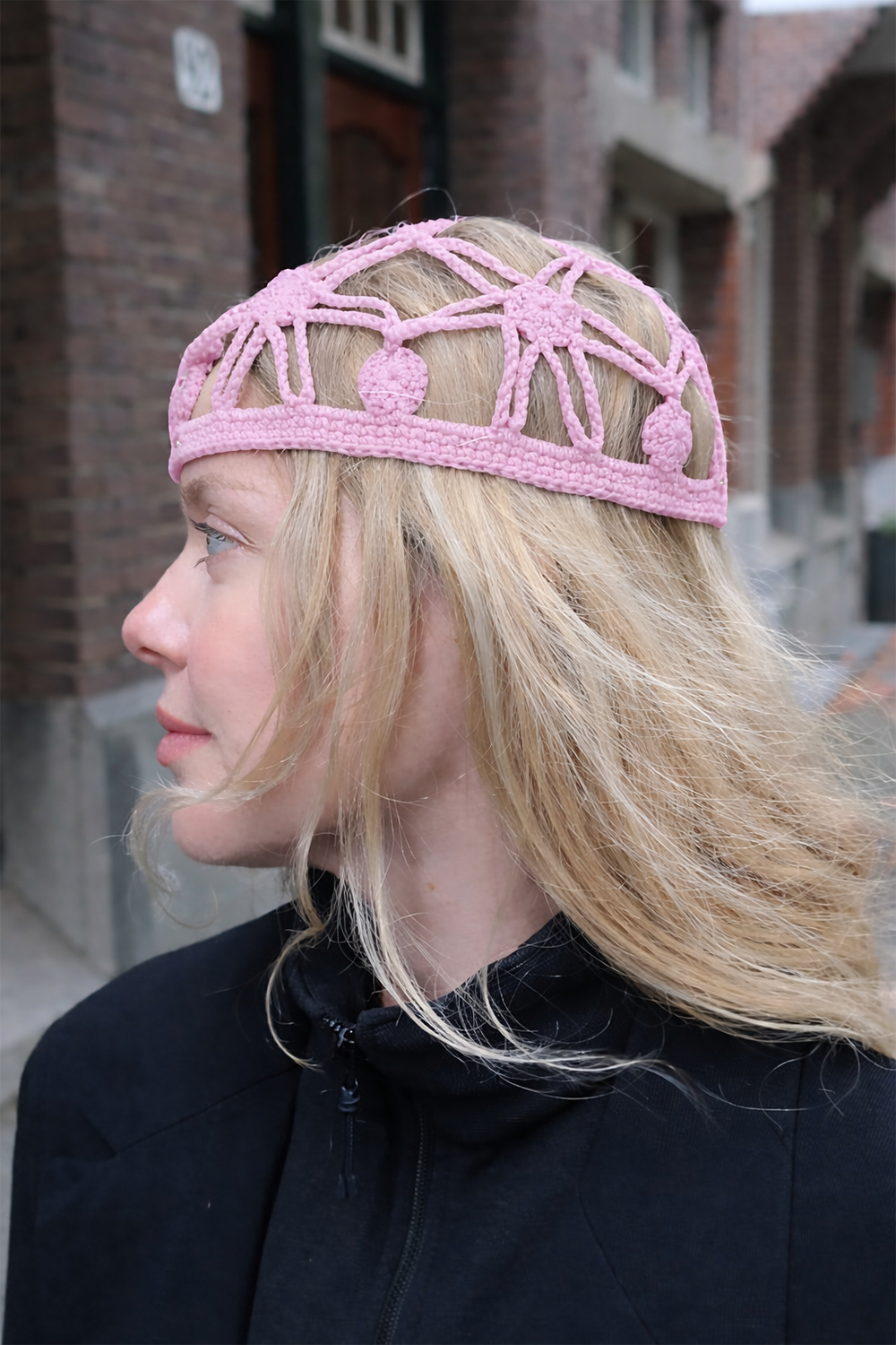 Melkweg Pembe Örgü Saç Aksesuarı, Saç Bonesi - 0