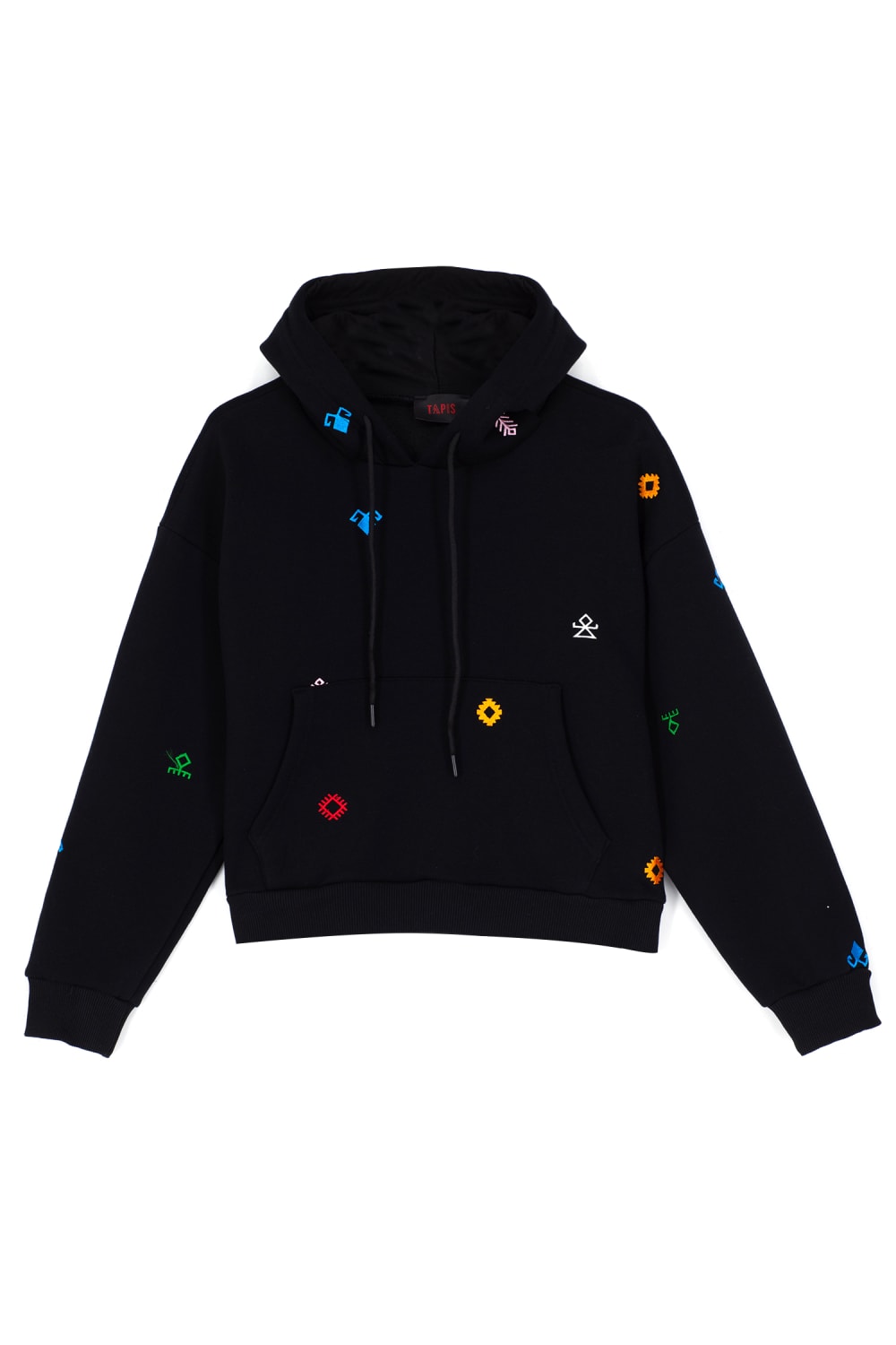 Tapis-Symbols Of Anatolia Oversized Black Hoodie 010-Sweatshirts & Hoodies-1-Milagron.com