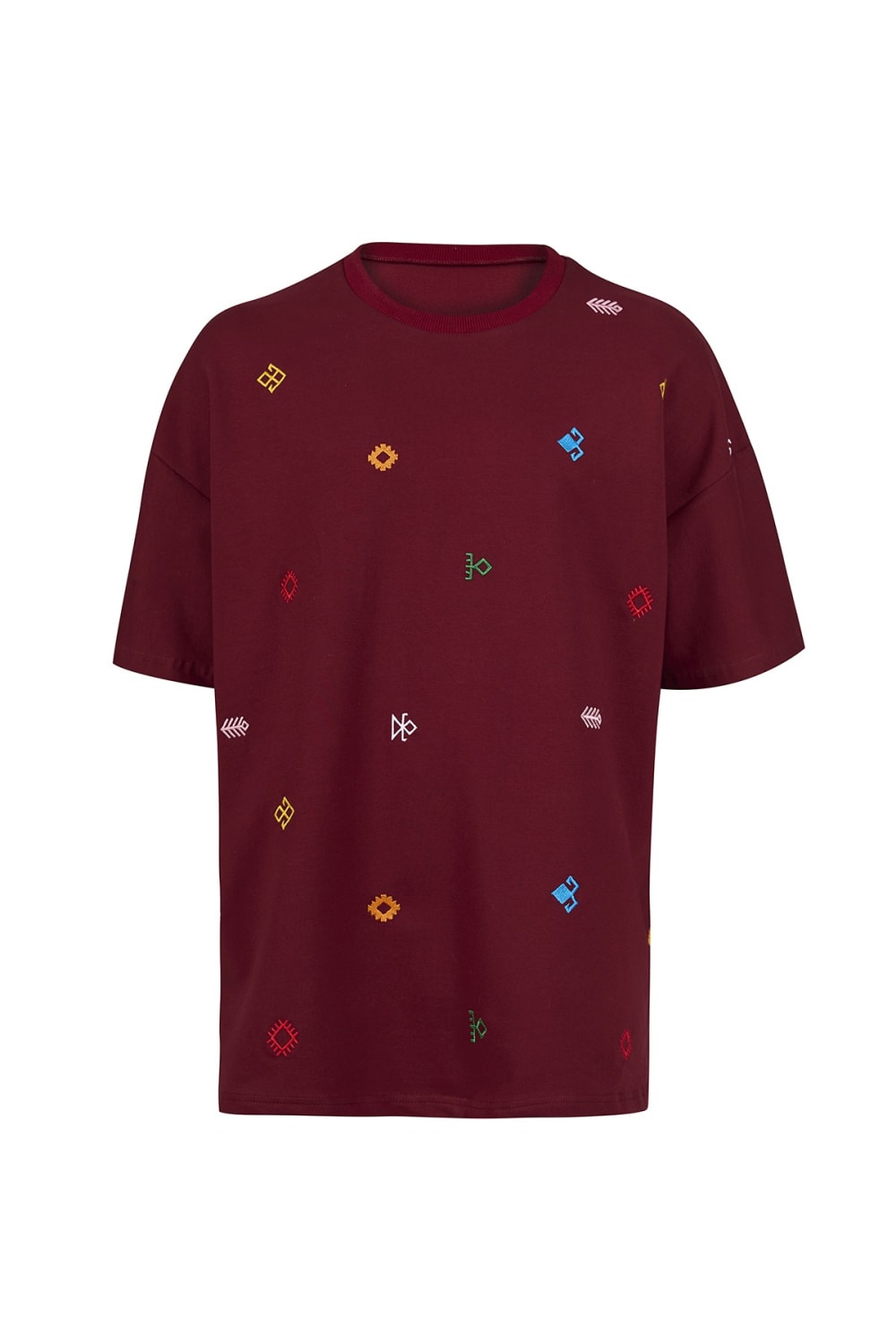 Tapis-Symbols Of Anatolia Oversized Red Tshirt 012-T-Shirts-1-Milagron.com