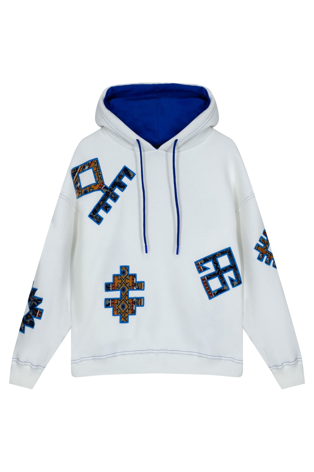 Tapis-Symbols Of Anatolia Oversized White Hoodie 021-Sweatshirts & Hoodies-1-Milagron.com