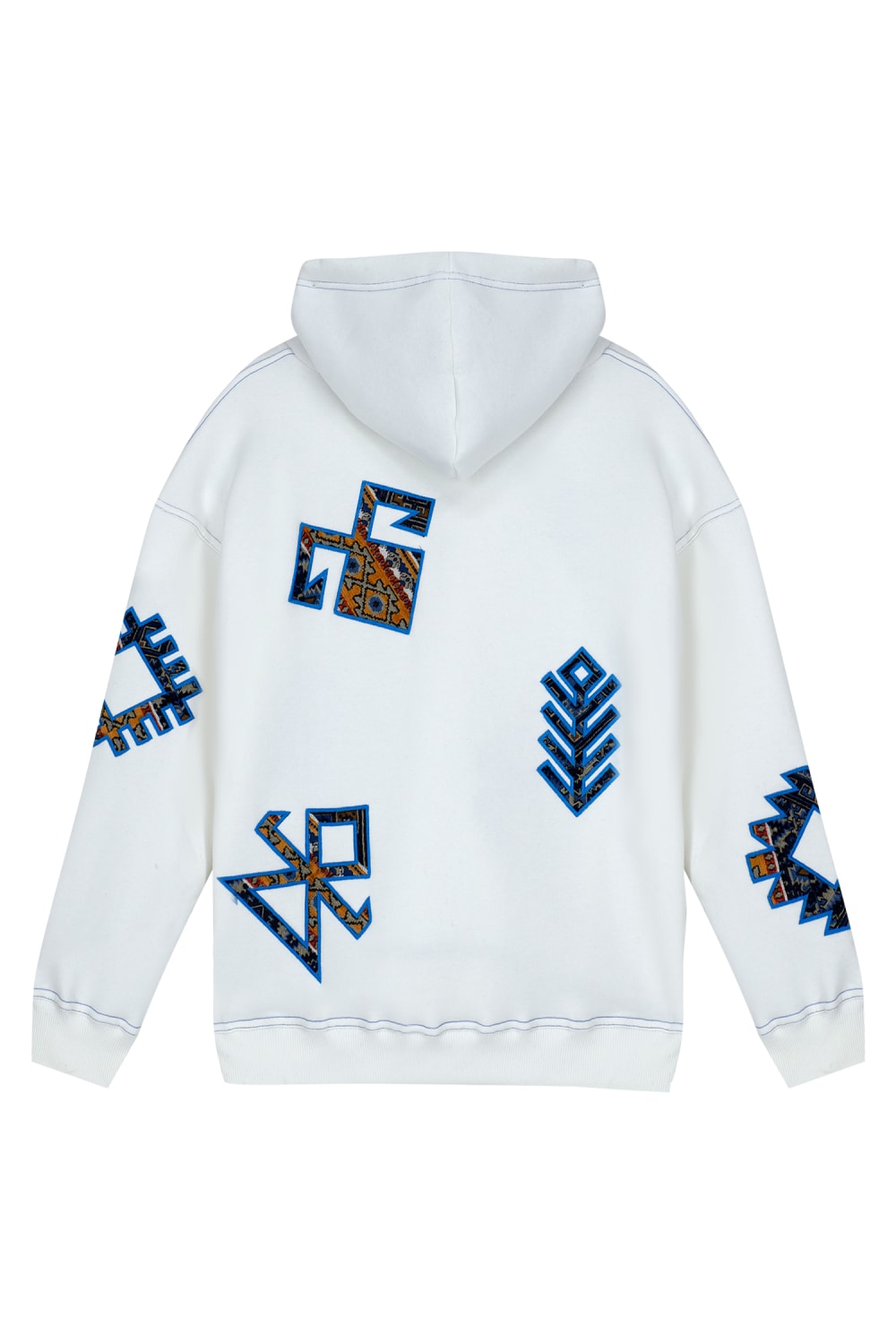 Tapis-Symbols Of Anatolia Oversized White Hoodie 021-Sweatshirts & Hoodies-2-Milagron.com
