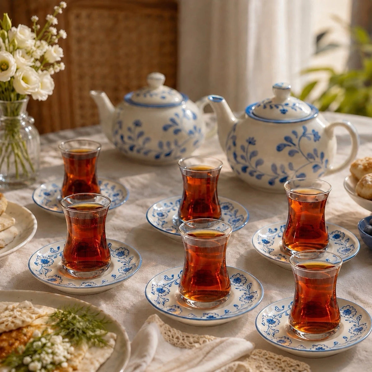 Büyük Çaydanlık Mavi Beyaz - Özel Hediye Kutulu