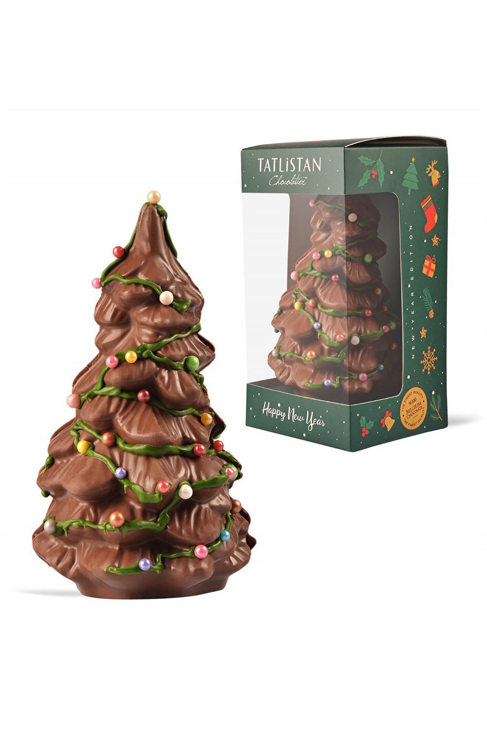 Tatlistan-3 Boyutlu Yeni Yıl Ağacı Şeklinde Yılbaşı Çikolatası-Çikolata-1-Milagron.com