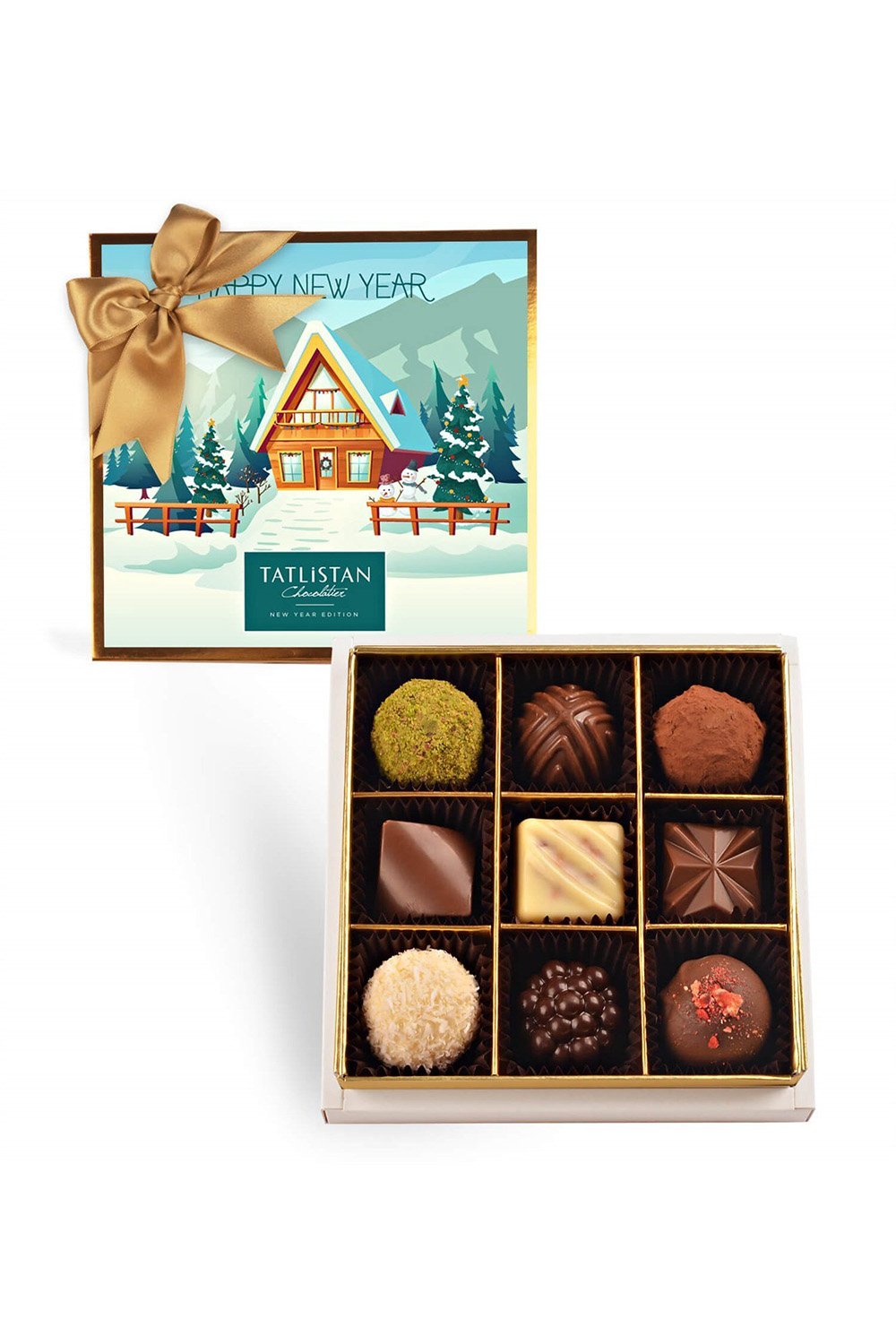 Tatlistan-Dağ Evinde Yılbaşı Kutlaması 9 Çeşitli Artisan Ve Trüf Çikolata 9'lu-Çikolata-1-Milagron.com