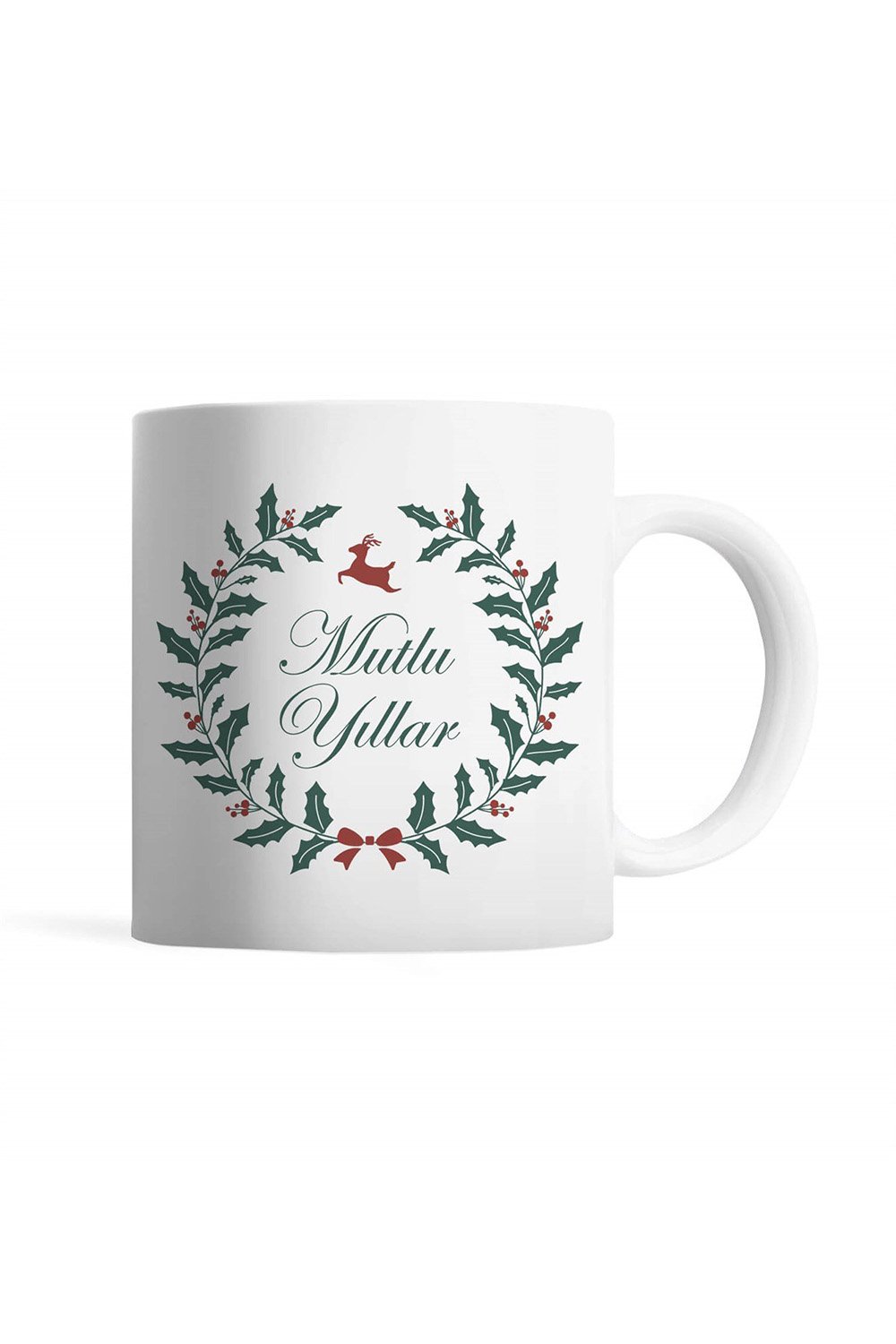 Tatlistan-Geyikli Çelenk Mutlu Yıllar Kupa Bardak-Bardak-1-Milagron.com