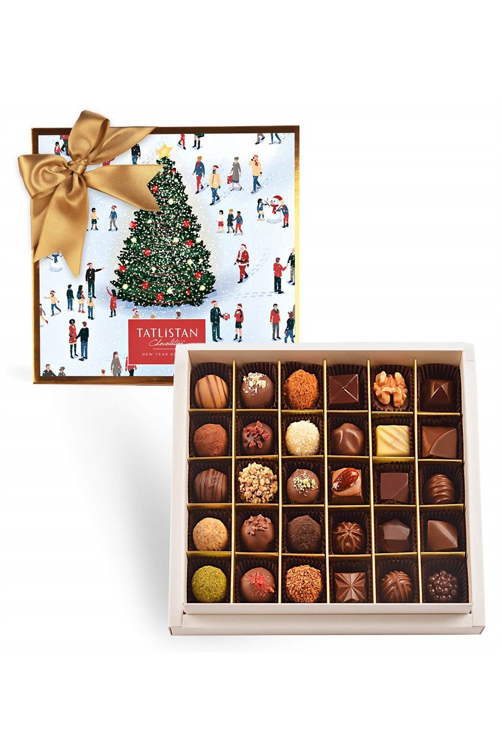 Tatlistan-Işıklı Ağaç Ve Kardaki Mutluluk 15 Çeşitli Artisan Çikolata 30'lu-Çikolata-1-Milagron.com