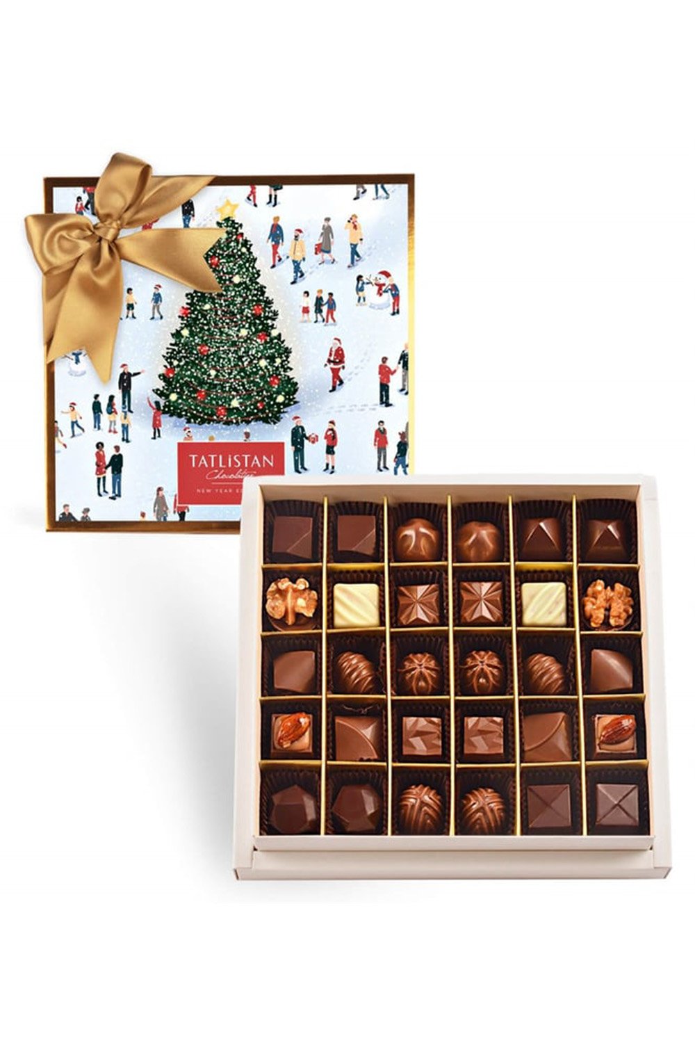 Tatlistan-Işıklı Ağaç Ve Kardaki Mutluluk 30 Çeşitli Artisan Ve Trüf Çikolata 30'lu-Çikolata-1-Milagron.com