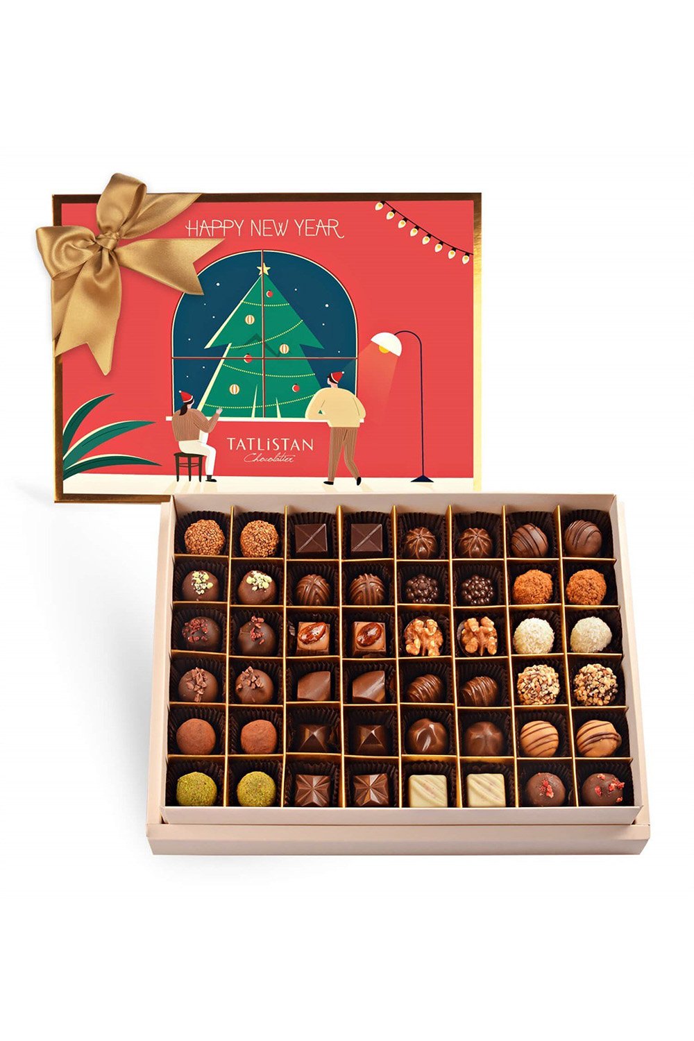 Tatlistan-Penceredeki Yılbaşı Ağacı 24 Çeşitli Artisan Ve Trüf Çikolata 48'li-Çikolata-1-Milagron.com