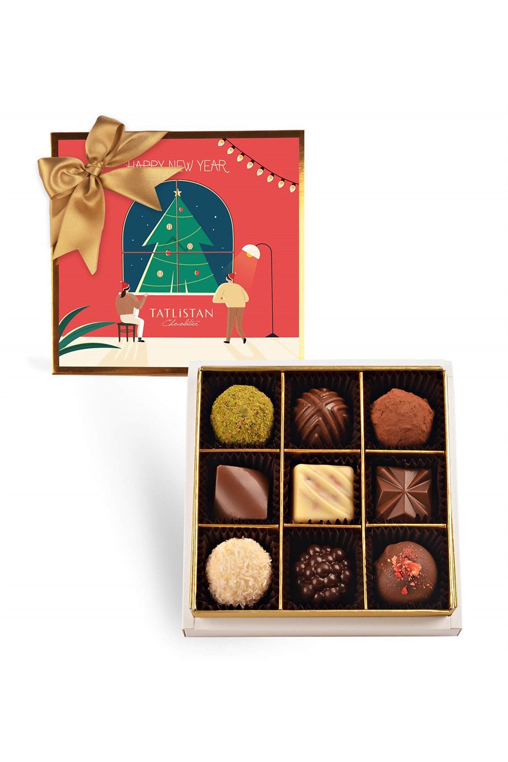 Tatlistan-Penceredeki Yılbaşı Ağacı 9 Çeşitli Artisan Ve Trüf Çikolata 9'lu-Çikolata-1-Milagron.com