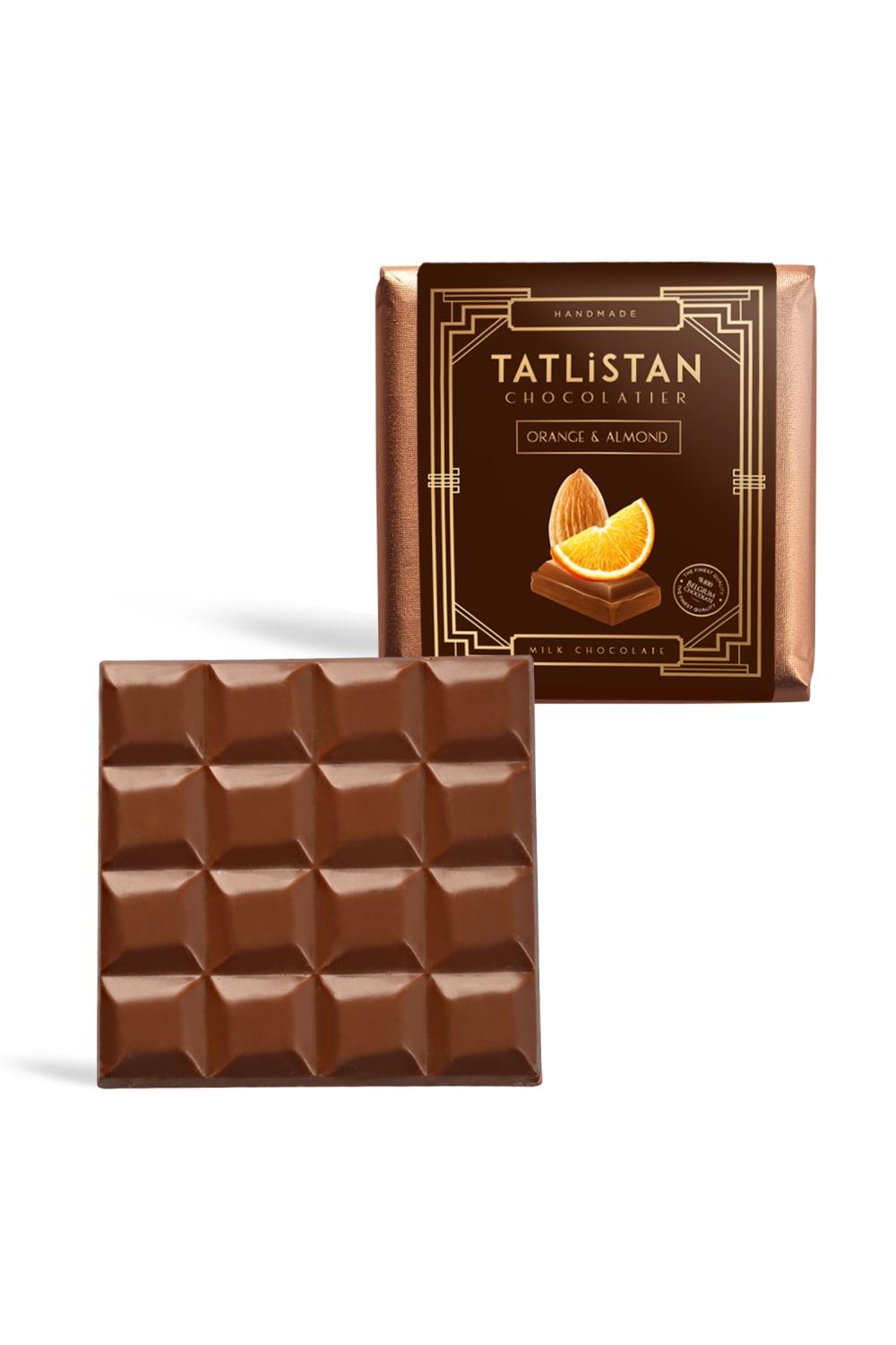 Tatlistan-Portakal & Bademli Sütlü Kare Tablet Çikolata-Çikolata-1-Milagron.com
