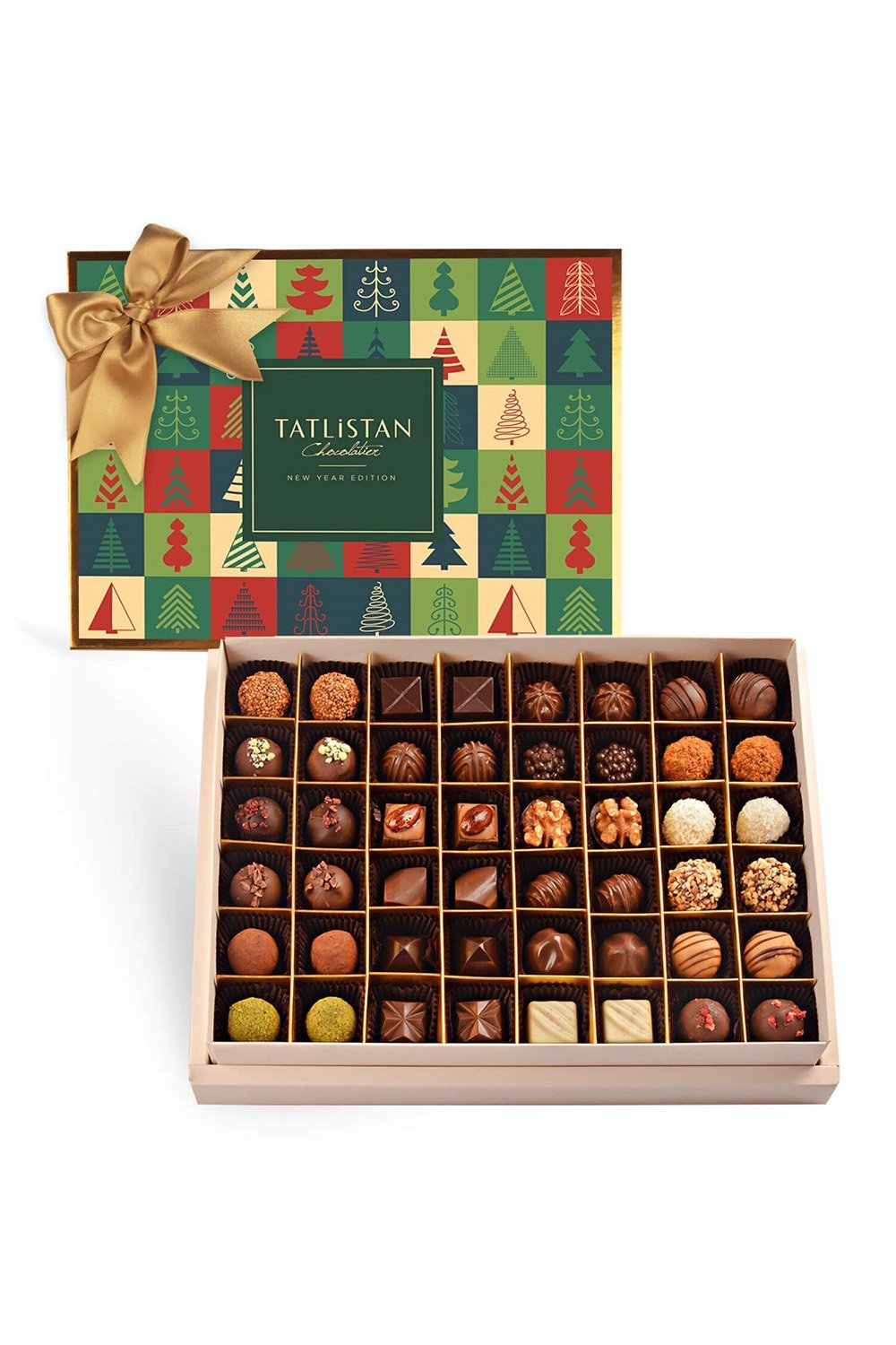 Tatlistan-Renkli Yılbaşı Ağaçları 24 Çeşitli Artisan Ve Trüf Çikolata 48'li-Çikolata-1-Milagron.com