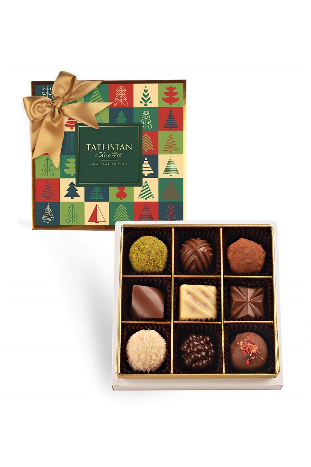Tatlistan-Renkli Yılbaşı Ağaçları 9 Çeşitli Artisan Ve Trüf Çikolata 9'lu-Çikolata-1-Milagron.com