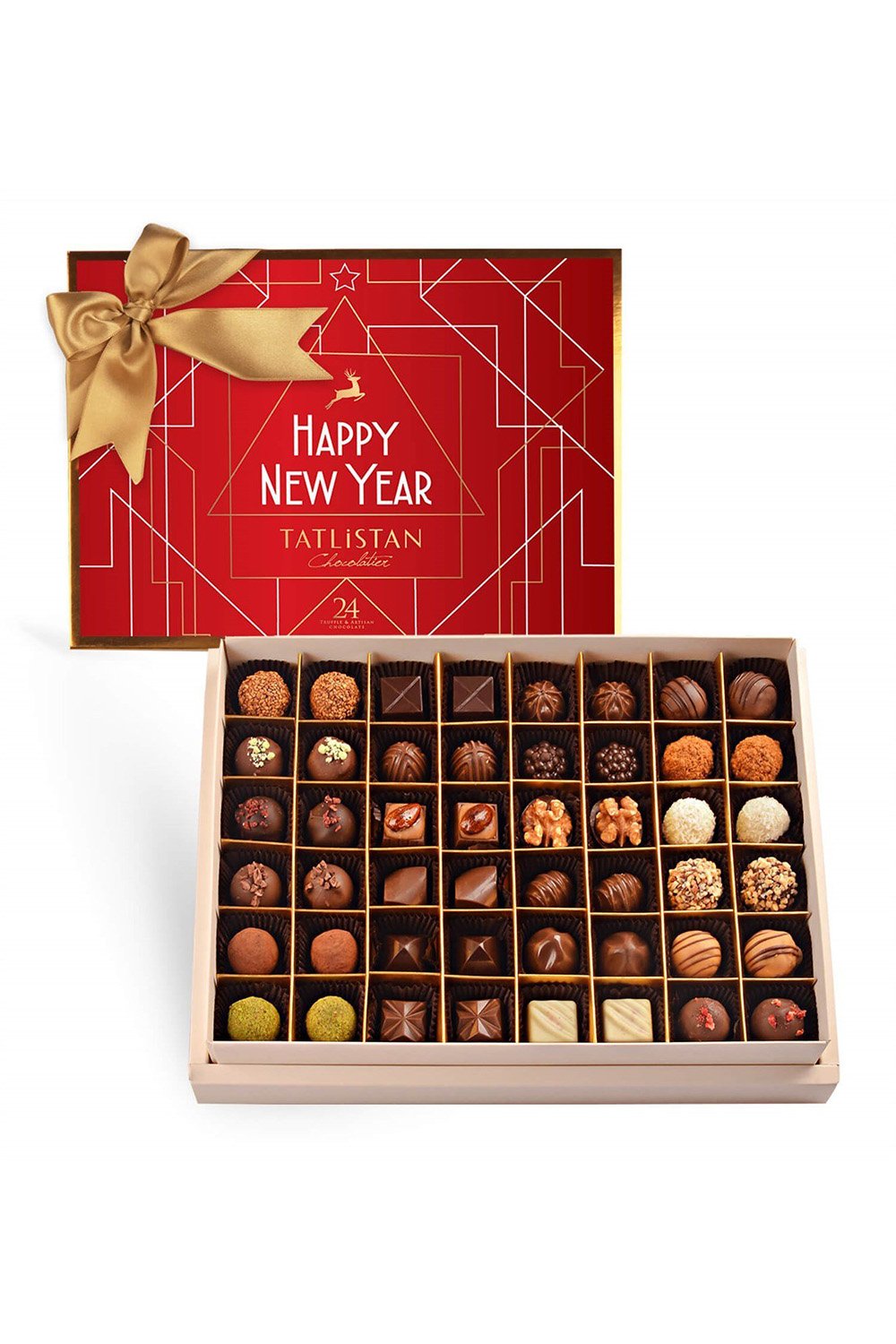 Tatlistan-Yeni Yıl Çizgileri 24 Çeşitli Artisan Ve Trüf Çikolata 48'li-Çikolata-1-Milagron.com