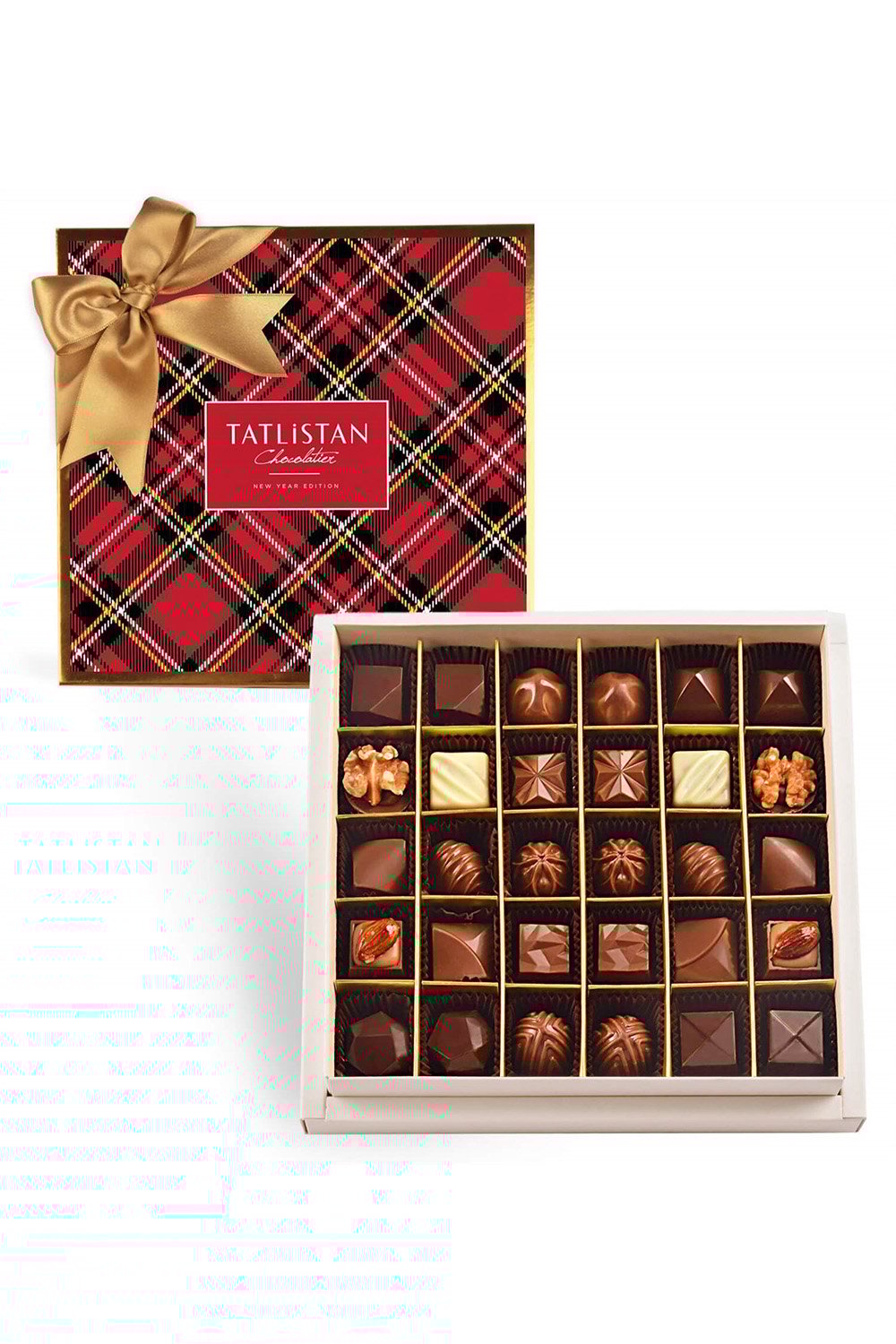Tatlistan-Yılbaşı Ekose Desenli 15 Çeşitli Artisan Çikolata 30'lu-Çikolata-1-Milagron.com