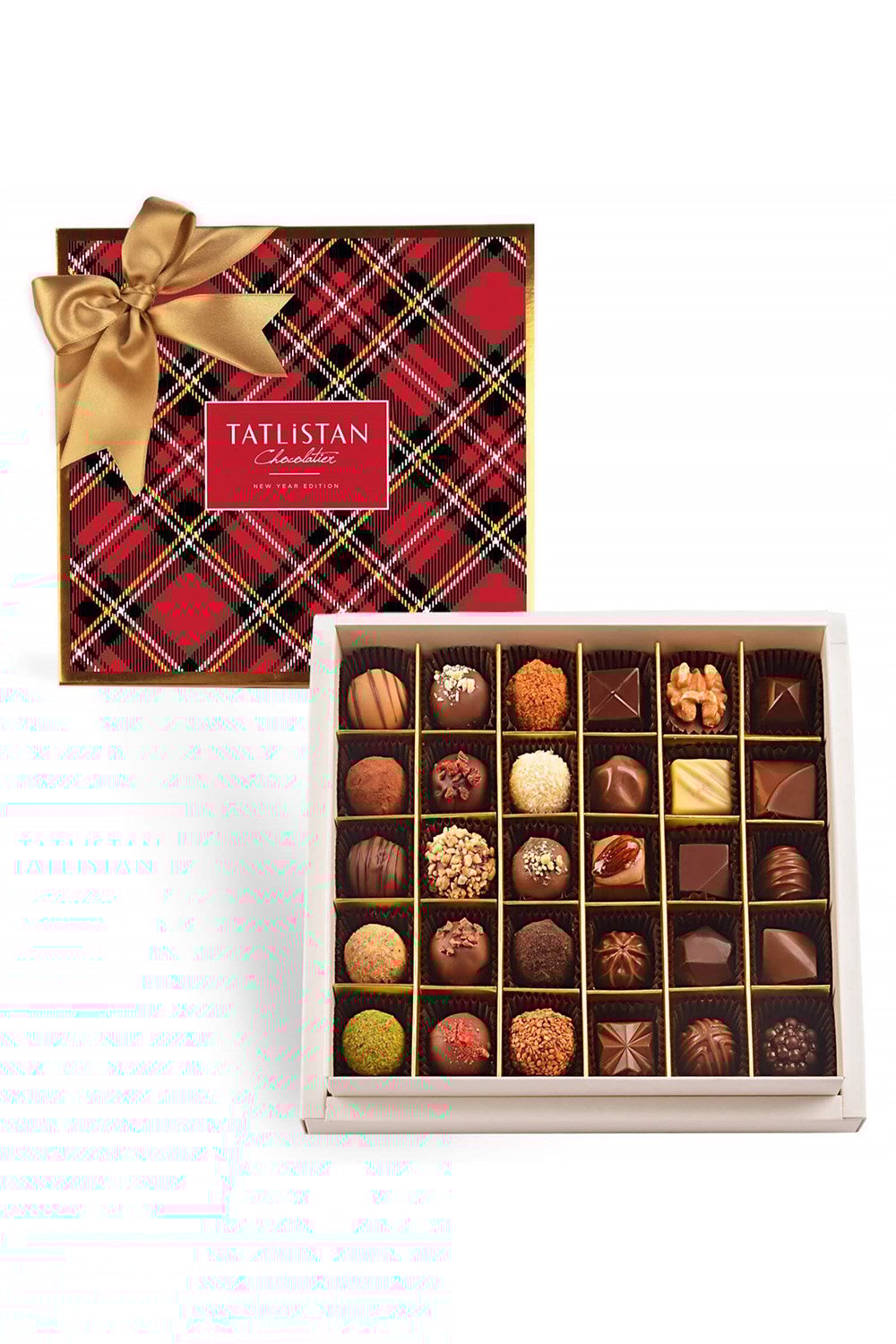 Tatlistan-Yılbaşı Ekose Desenli 30 Çeşitli Artisan Ve Trüf Çikolata 30'lu-Çikolata-1-Milagron.com